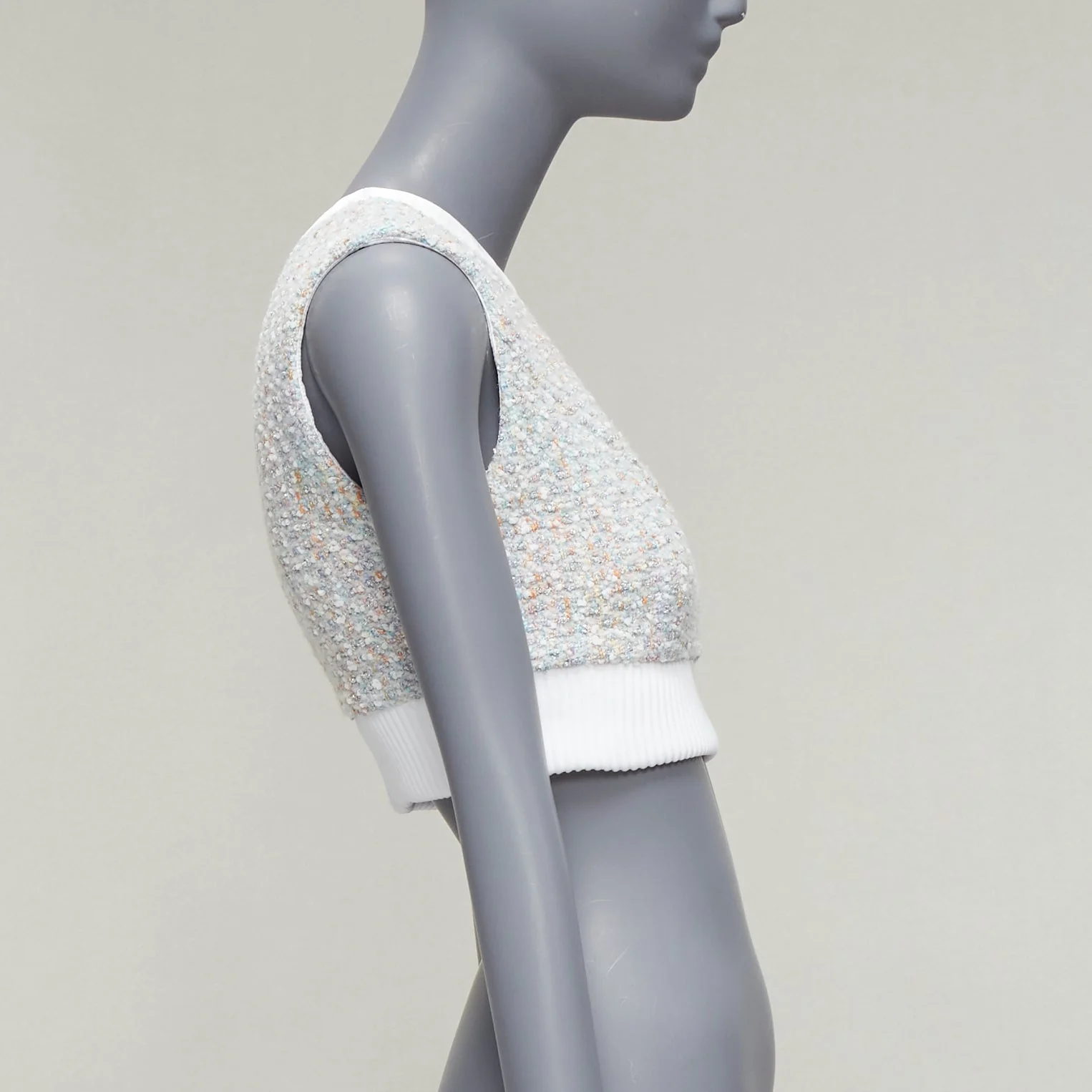 Women's Louis Vuitton pastel boucle tweed crew crop top - Image 10