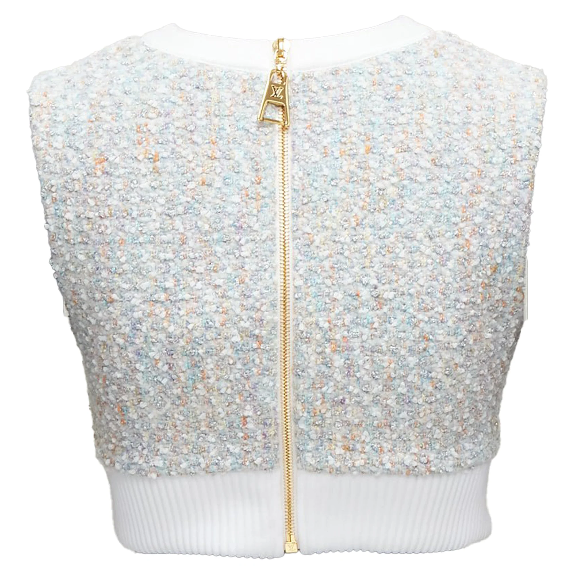 Women's Louis Vuitton pastel boucle tweed crew crop top - Image 5