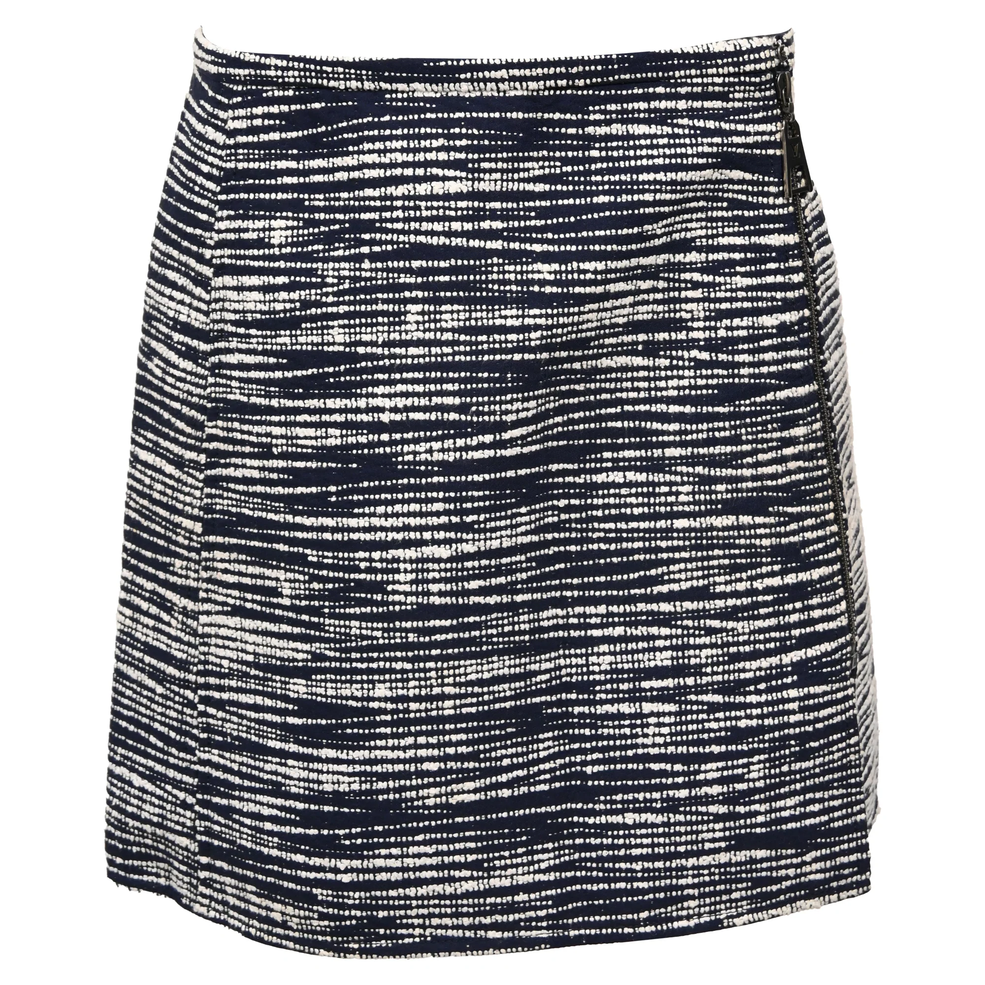 Women's Louis Vuitton Printed Mini Zipped A-Line Skirt in Multicolor Wool