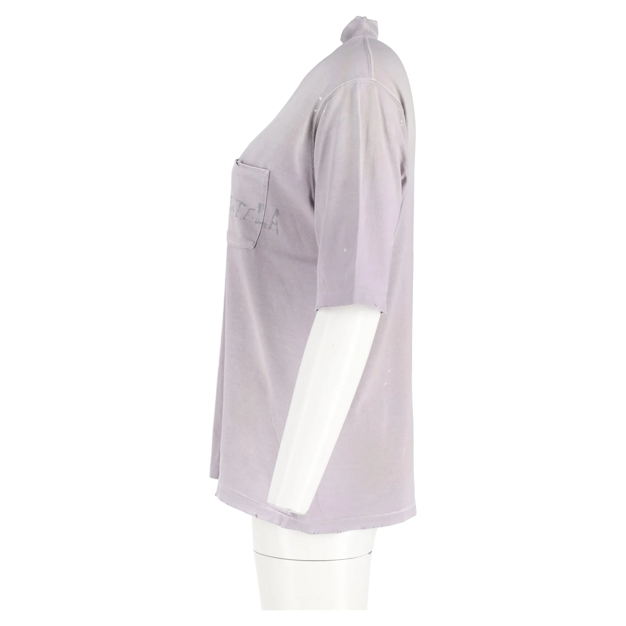 Men's Maison Margiela Handwritten Logo T-shirt in Purple Cotton - Image 5