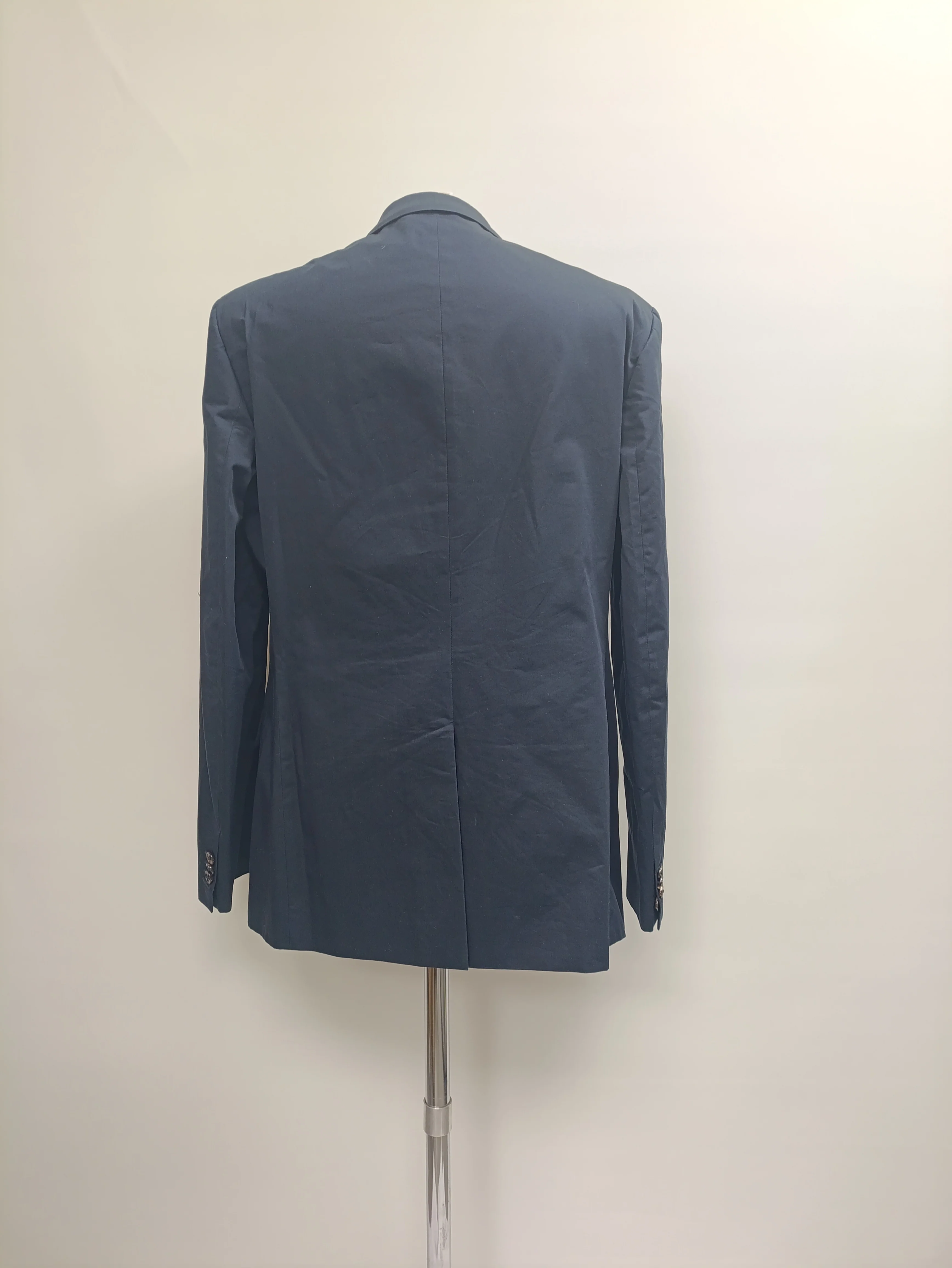 Men's  Maison Margiela Single-Breasted Blazer with Pockets in Navy Blue Cotton - Image 7