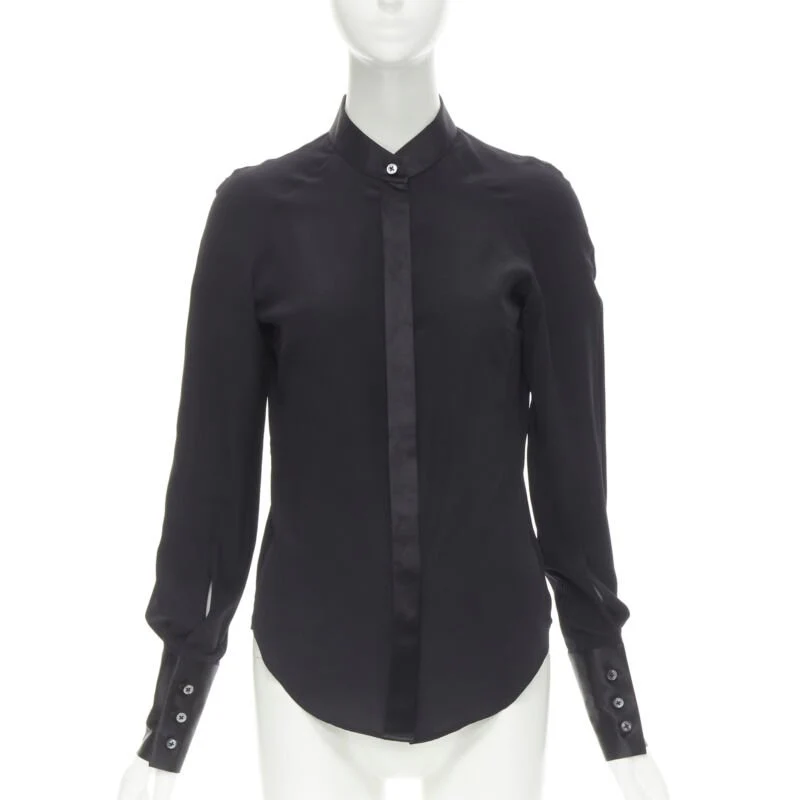 Women's Maison Margiela cotton silk trim reversed button cuff shirt - Image 7