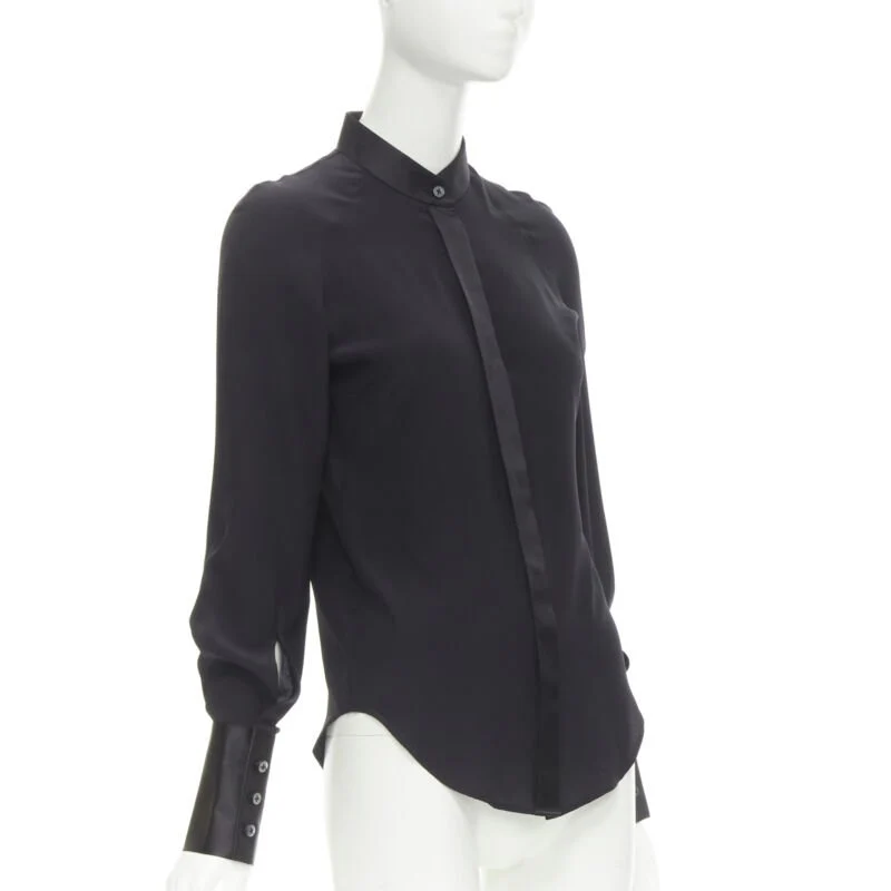 Women's Maison Margiela cotton silk trim reversed button cuff shirt - Image 9