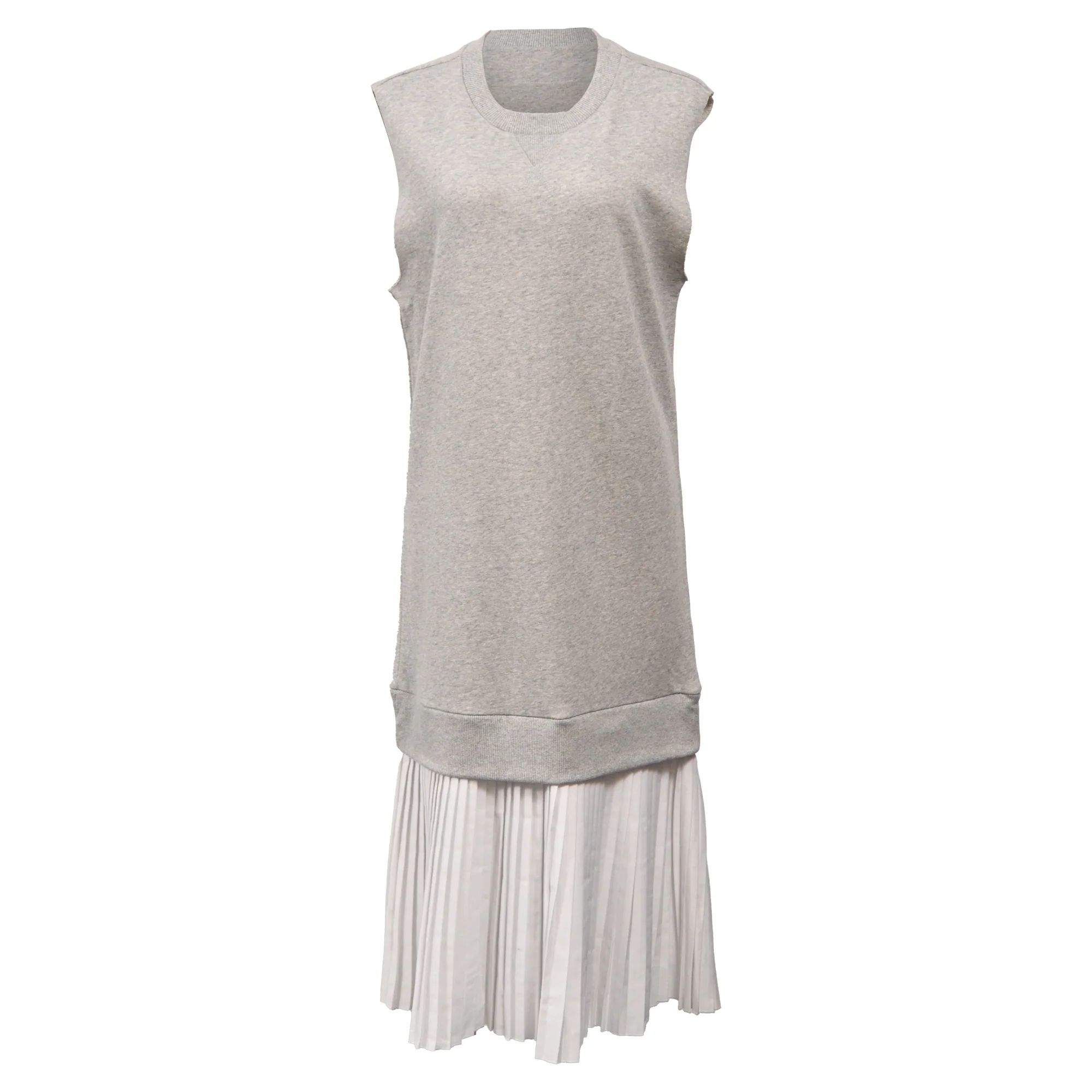 Women's Maison Margiela Layered Midi Sleeveless Sweater Dress in Grey Cotton
