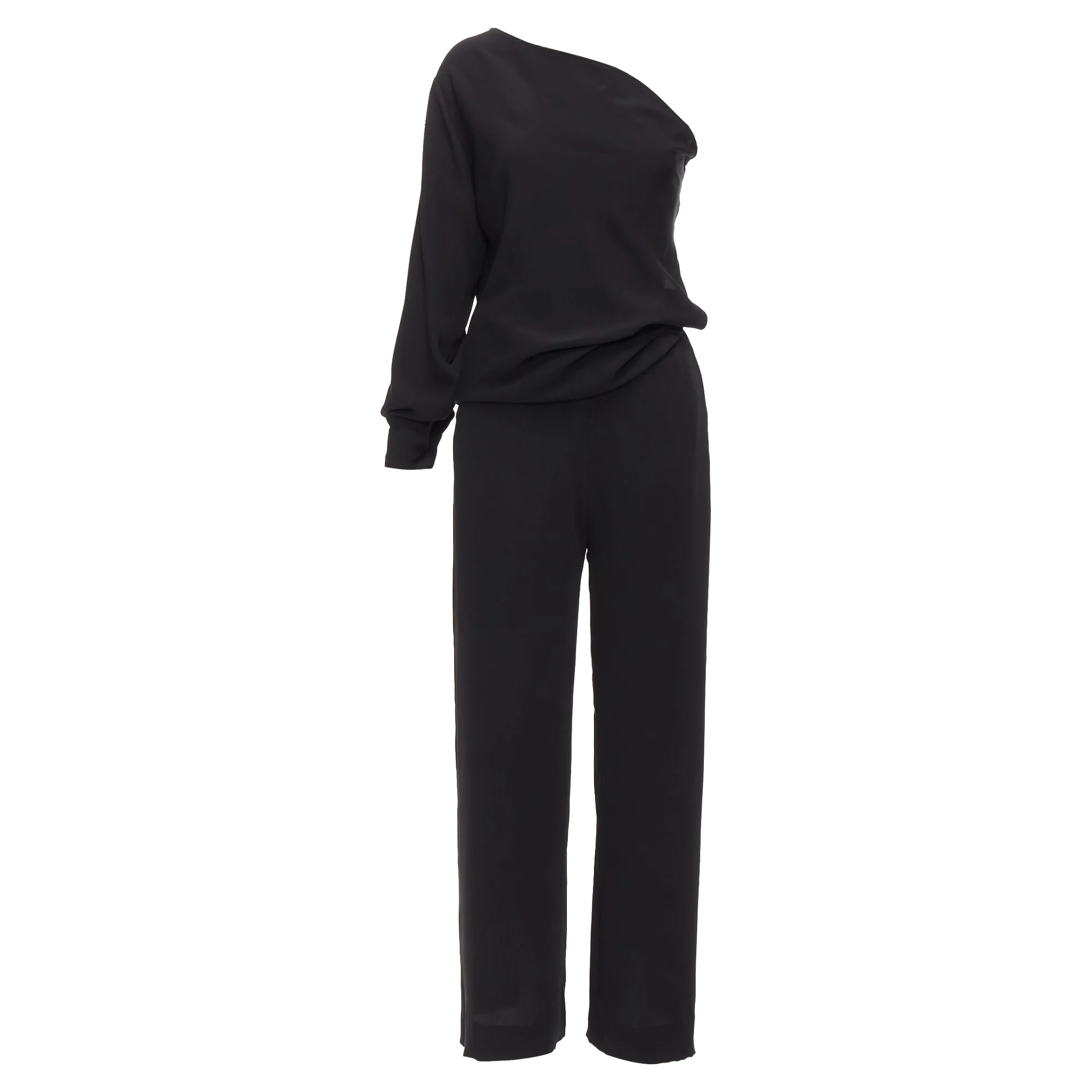 Women's Maison Margiela MM6 One Shoulder Drape Cut Cropped Jumpsuit
