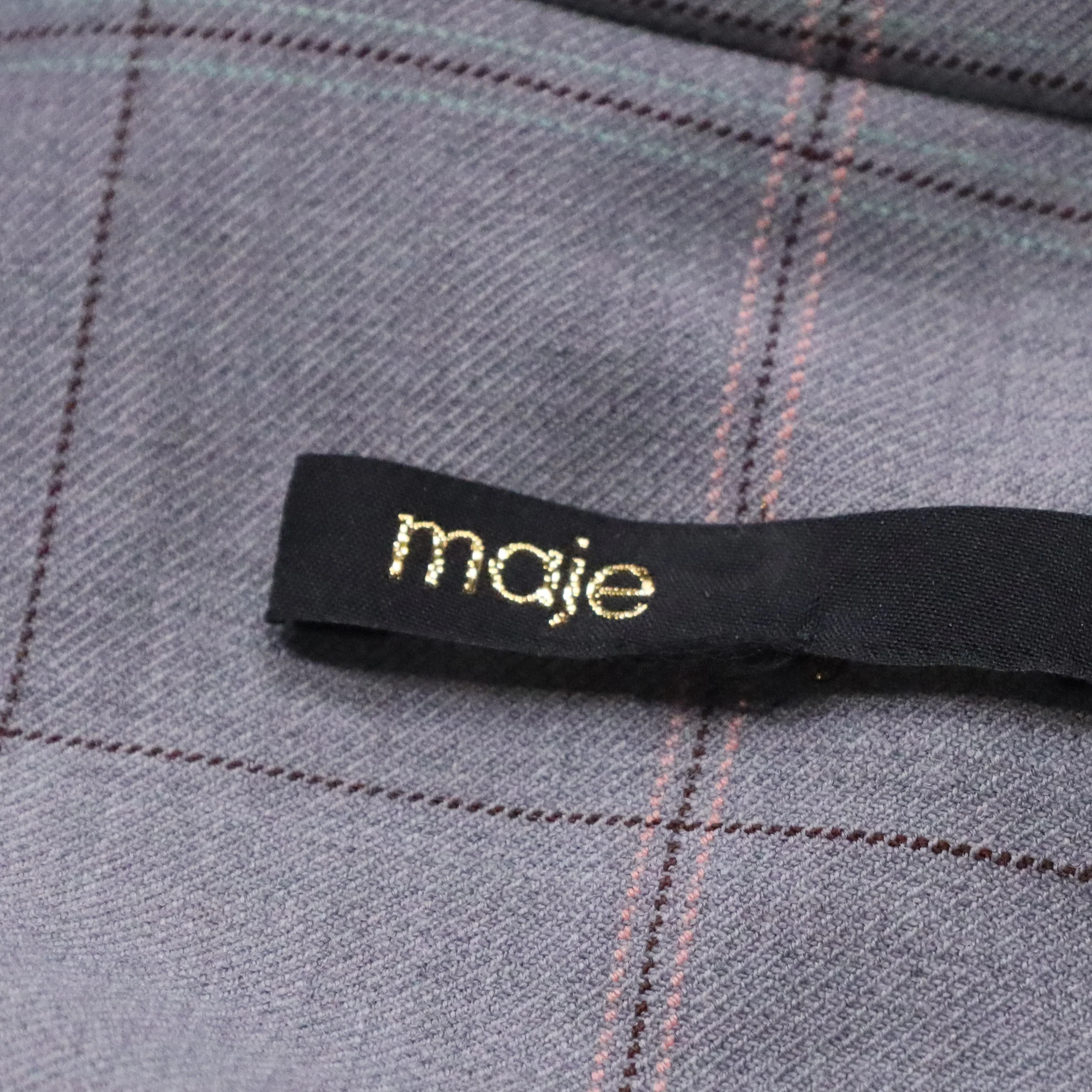 Women's Maje Checked Belted Jumpsuit in Grey Wool - Image 4