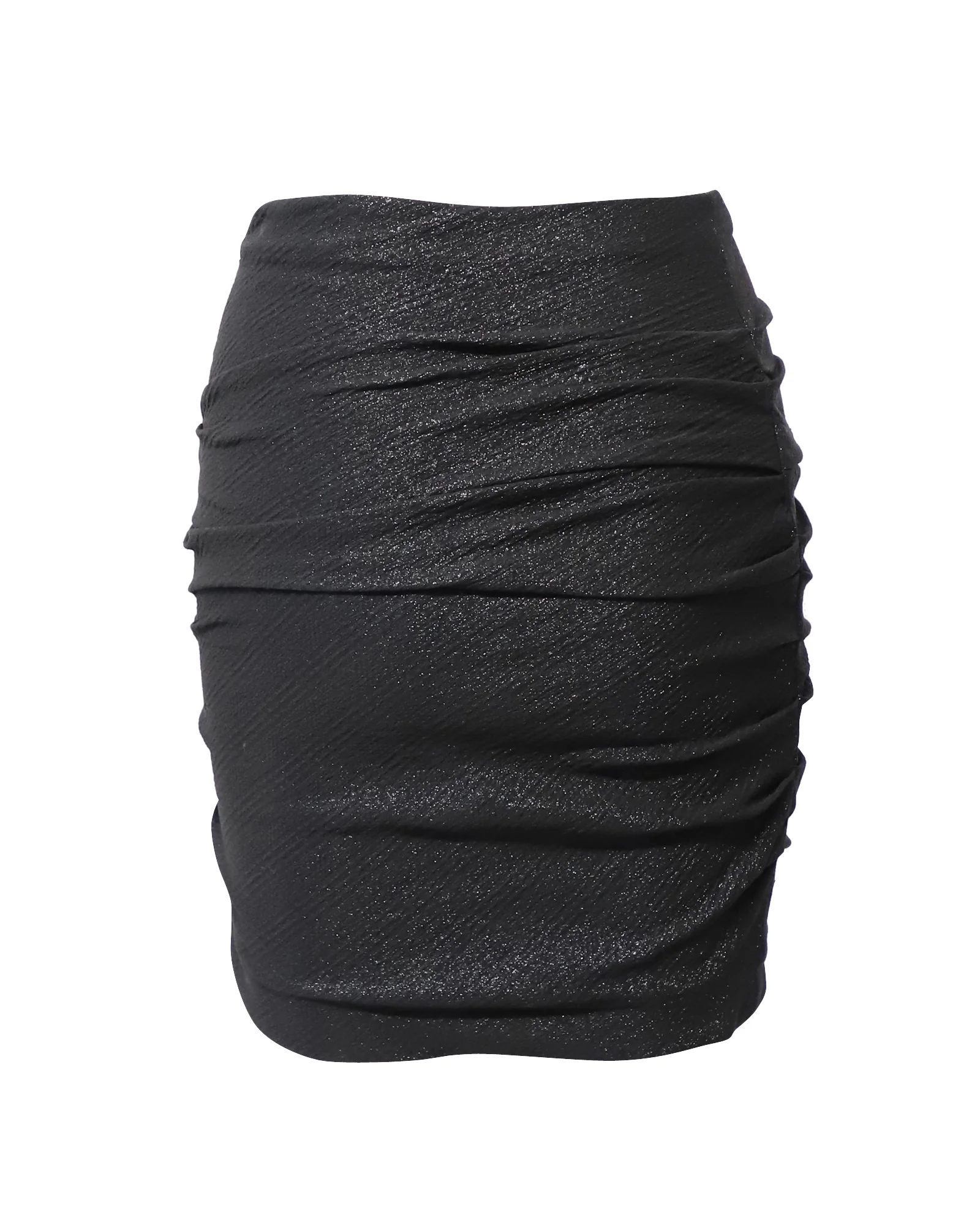 Women's Maje Gathered Glittery Mini Skirt in Metallic Black Polyester - Image 3