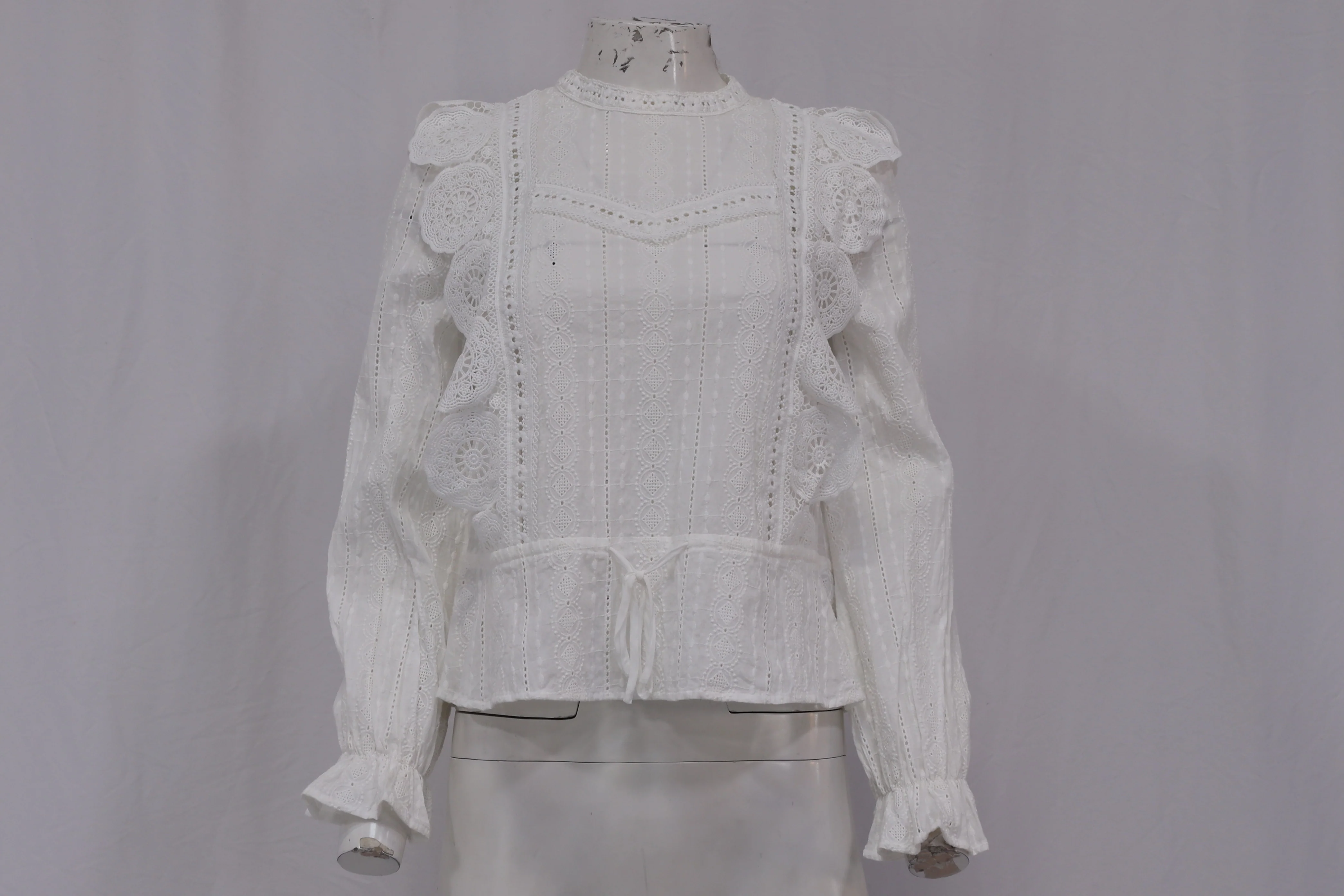 Women's Maje Laviane Victorian Lace Top in White Cotton - Image 8
