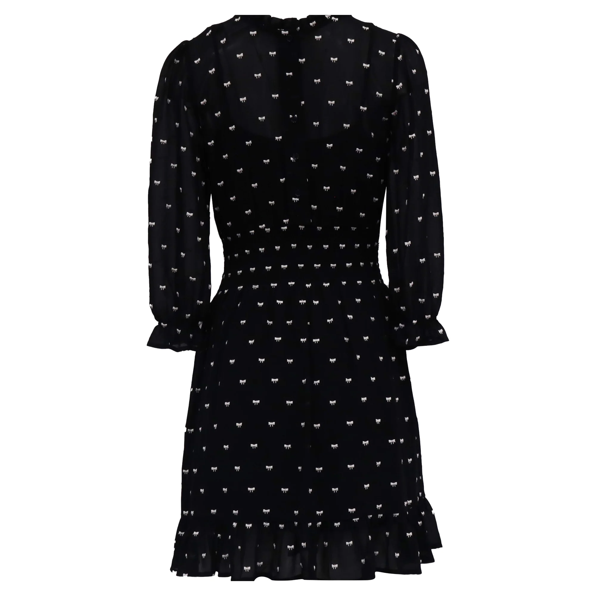 Women's Maje Rythonoeud Bow Print Mini Dress in Black Polyester