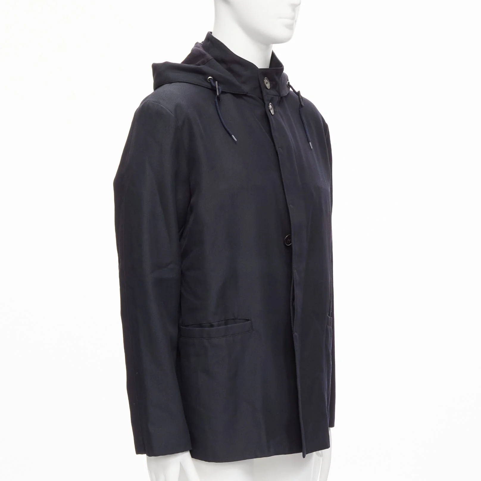 Men's Marni wool leather stopper hooded concealed buttons parka jacket - Image 10