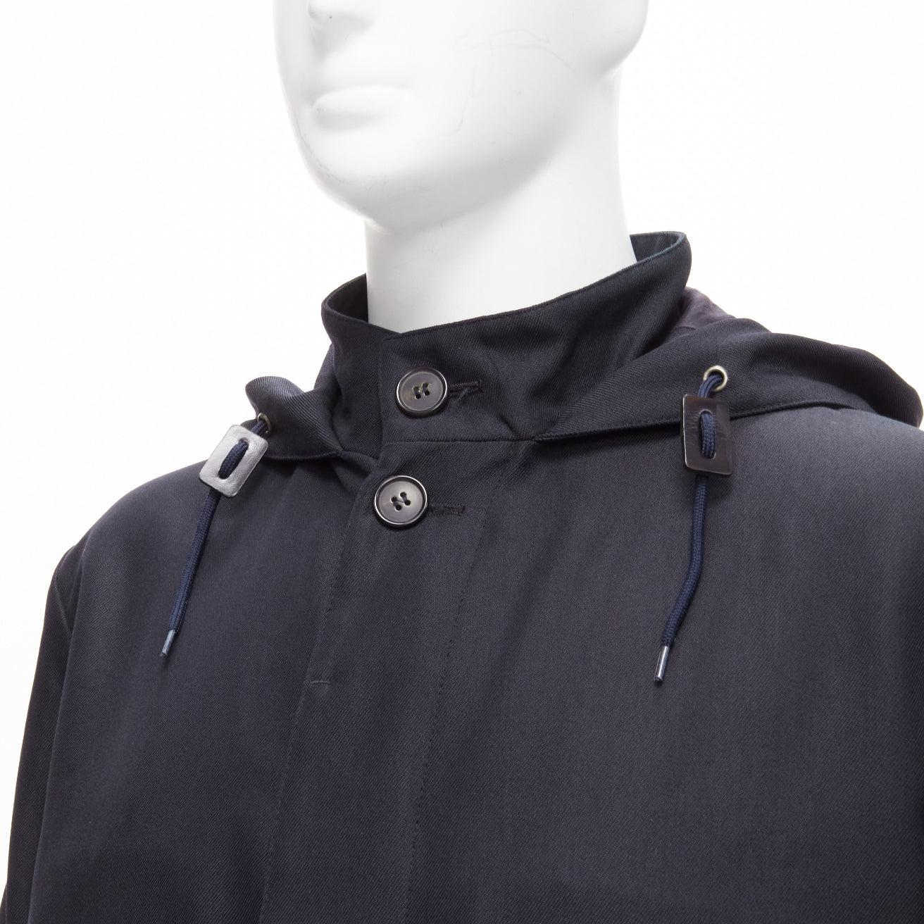 Men's Marni wool leather stopper hooded concealed buttons parka jacket - Image 8