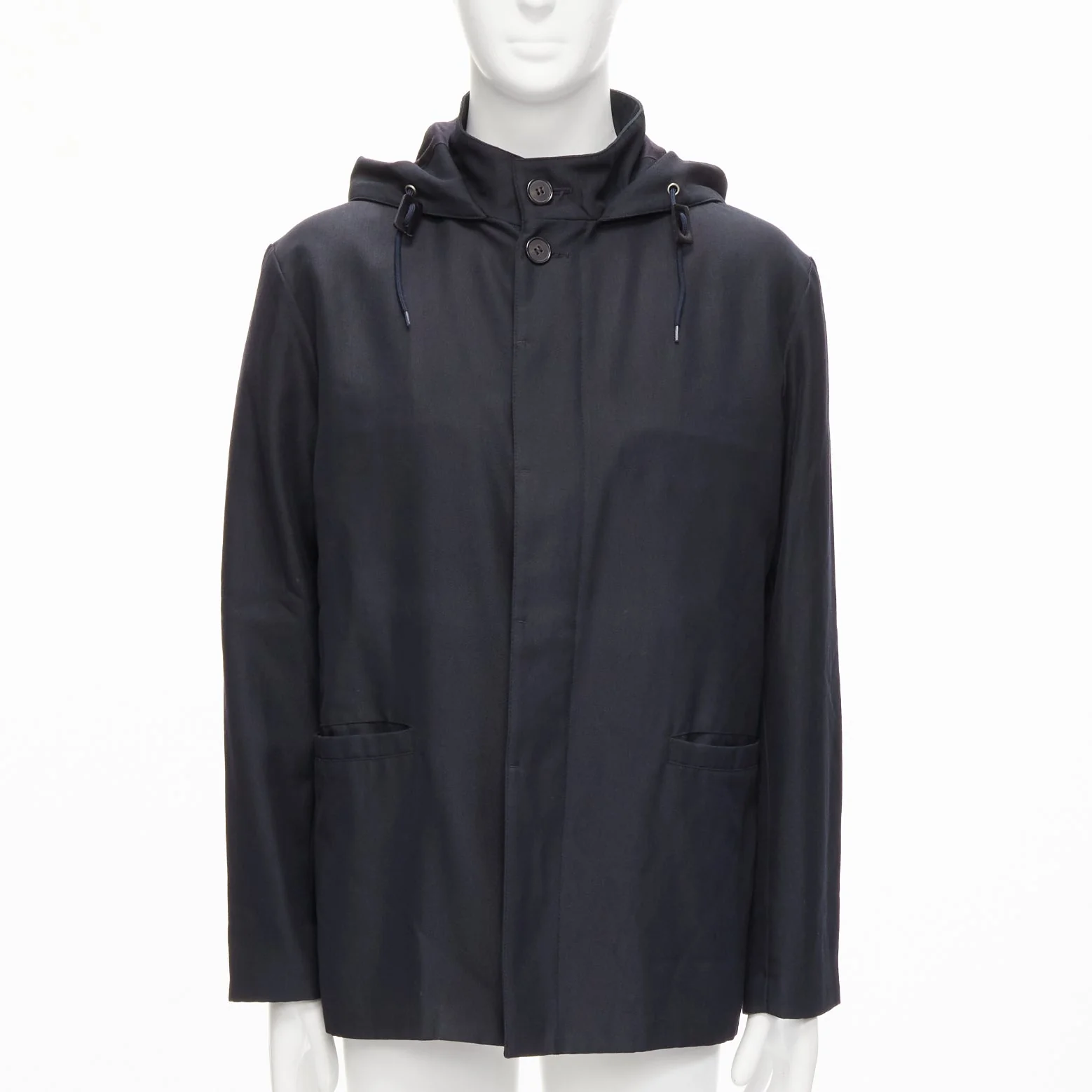 Men's Marni wool leather stopper hooded concealed buttons parka jacket - Image 9