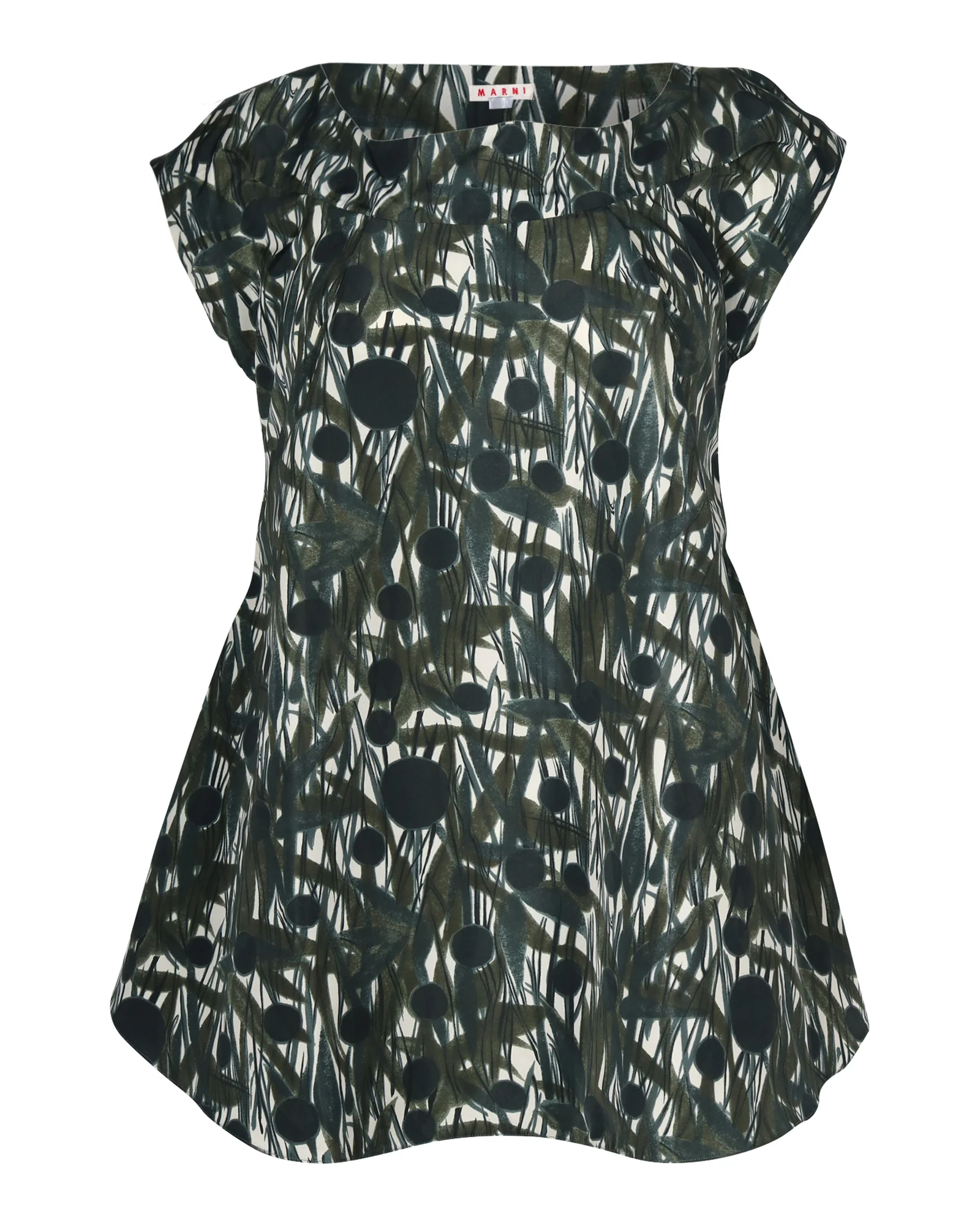 Women's Marni Abstract Printed Top in Green Polyester