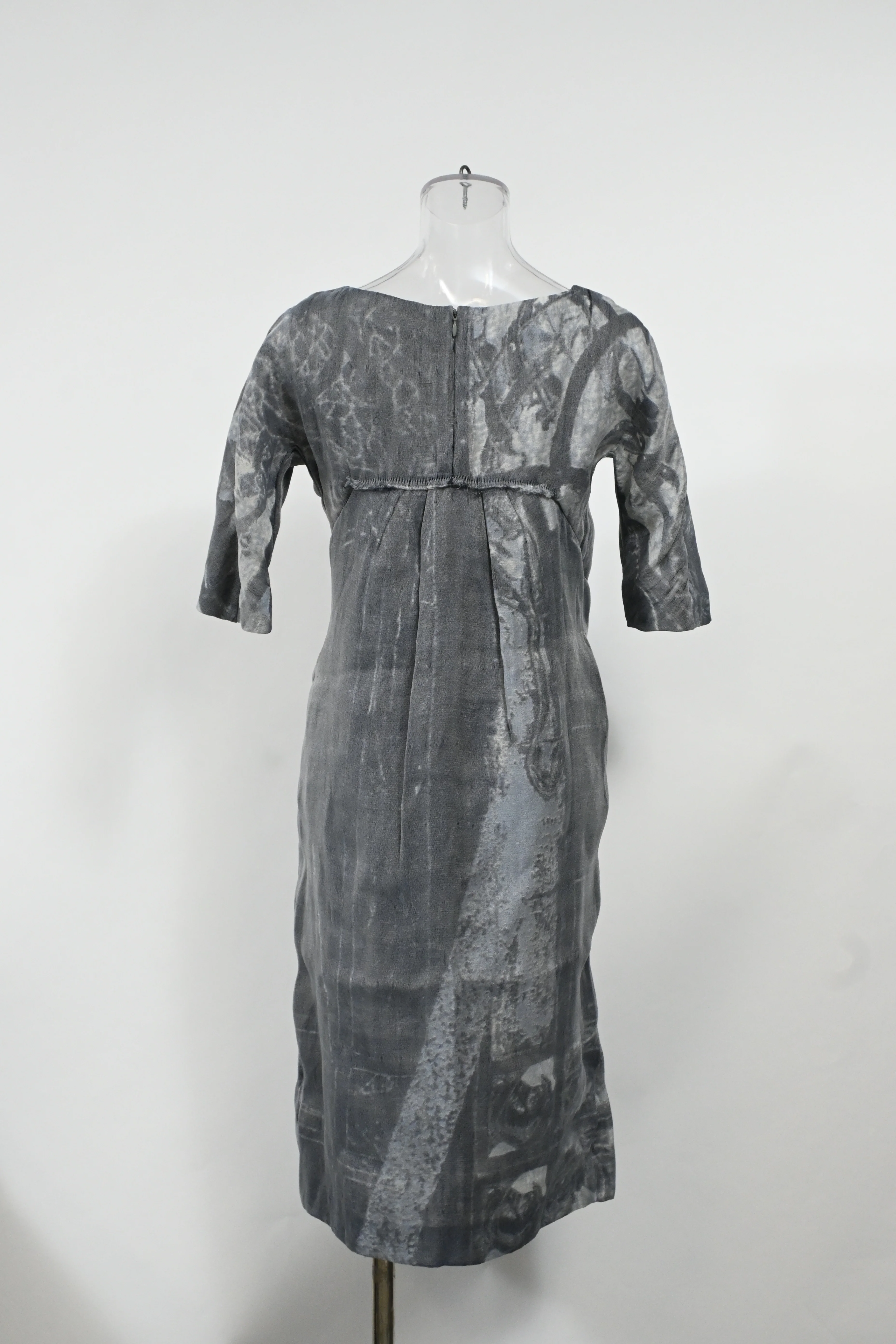 Women's  Marni Bleach Effect Midi Short Sleeve Dress in Grey Polyester - Image 8