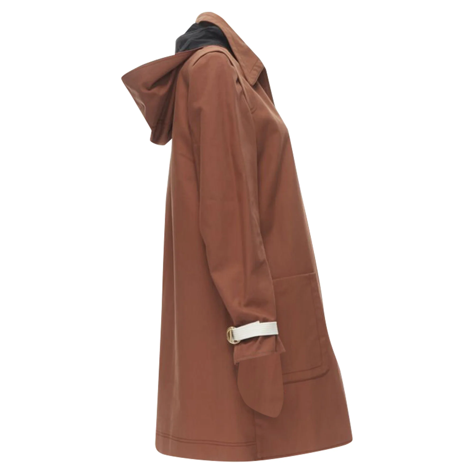Women's Marni brick cotton strapped cuff zip hooded overcoat - Image 4