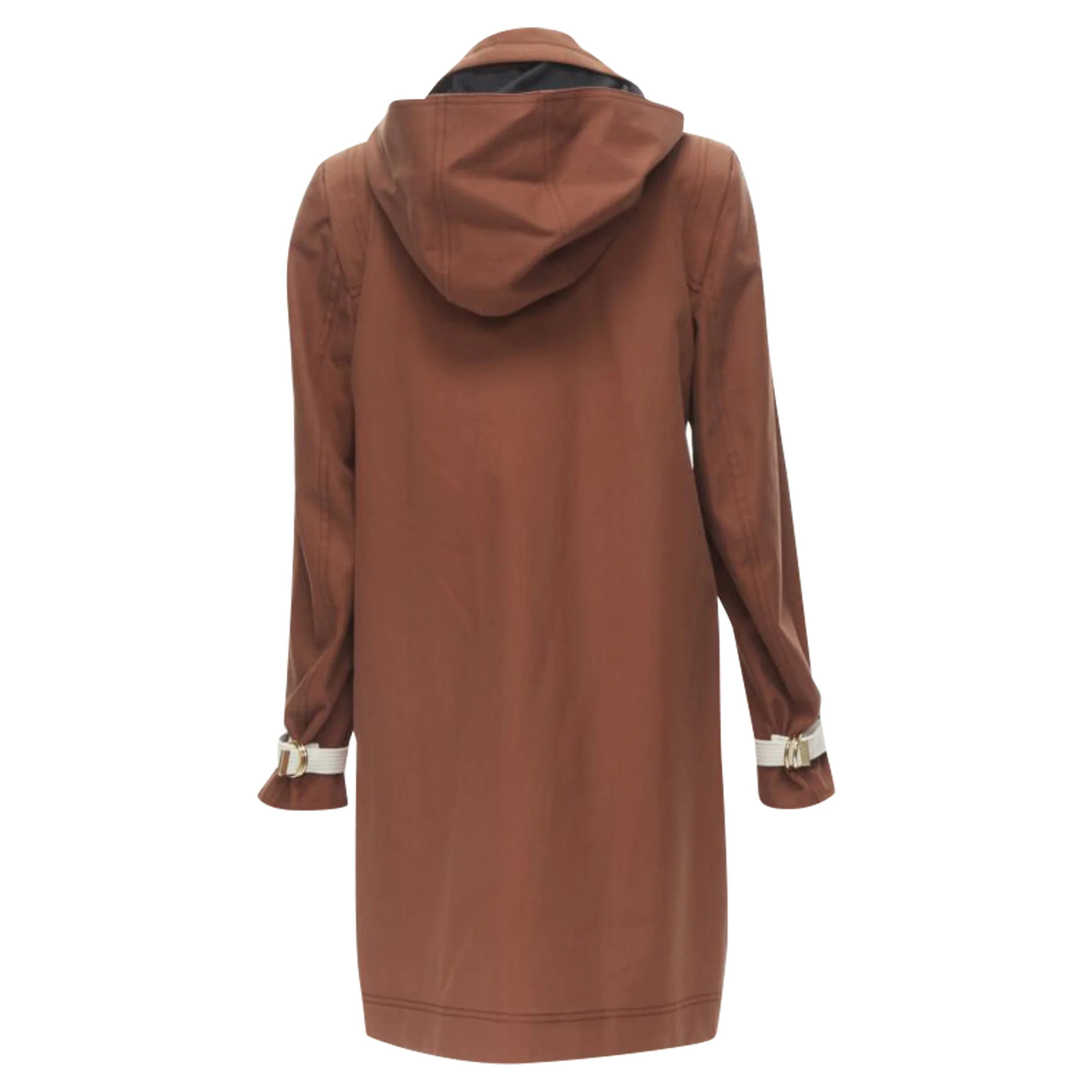 Women's Marni brick cotton strapped cuff zip hooded overcoat - Image 5