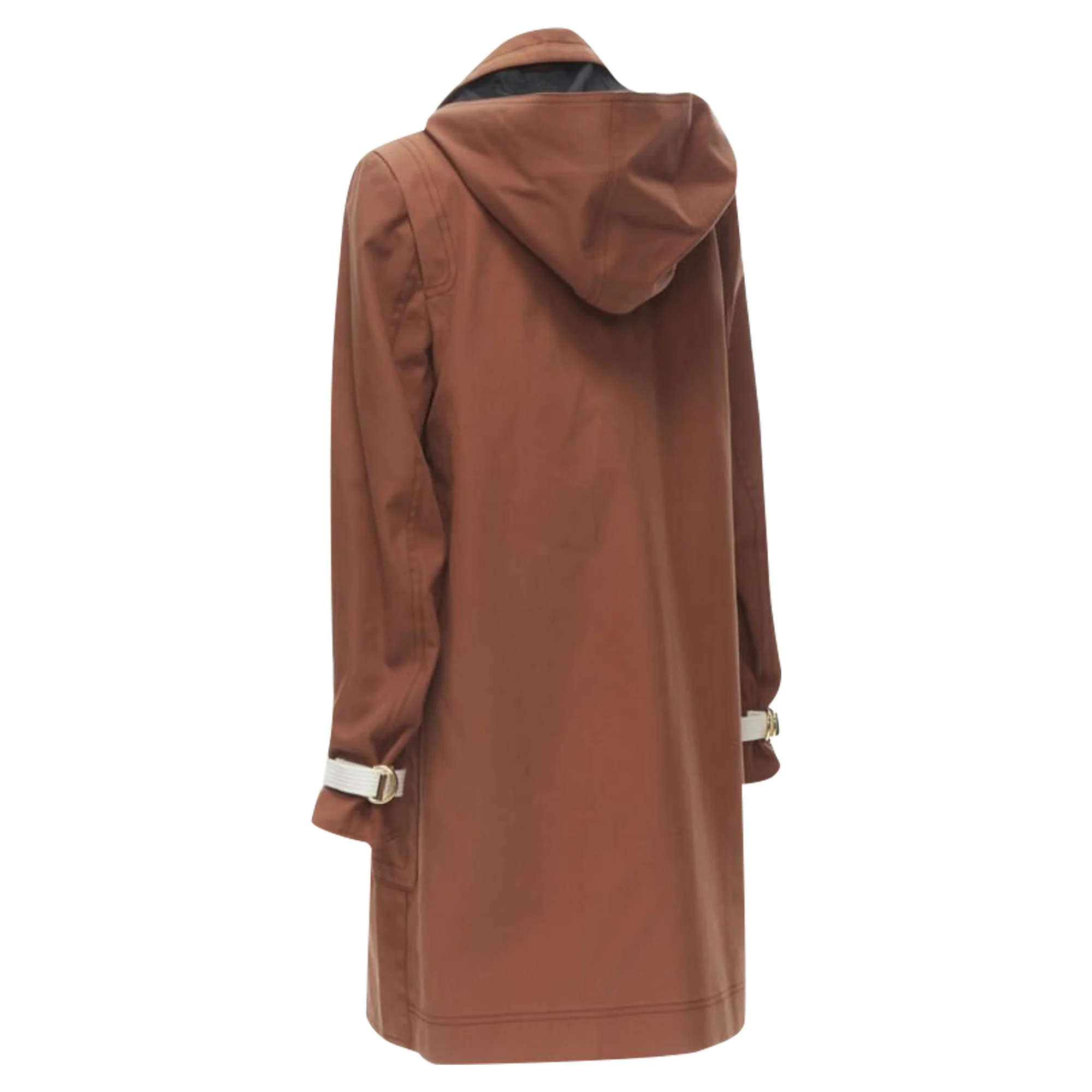Women's Marni brick cotton strapped cuff zip hooded overcoat - Image 6