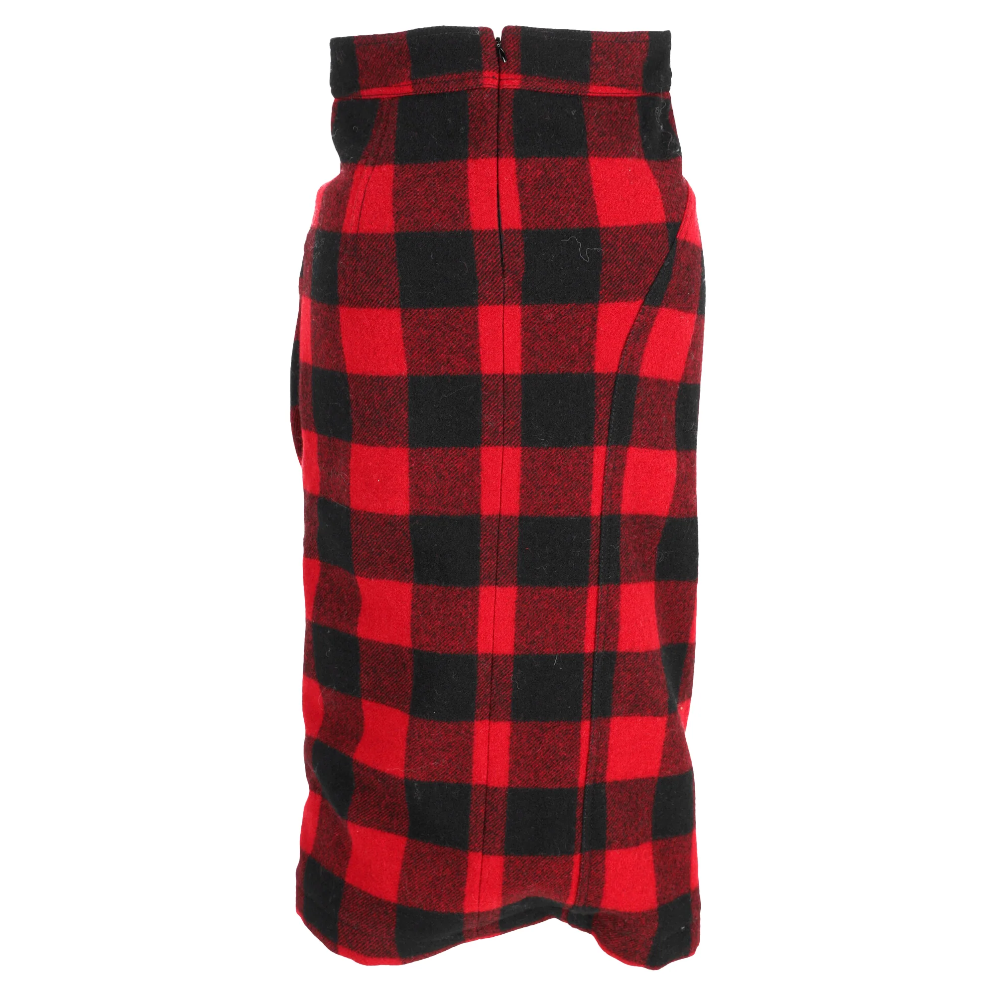 Women's Marni Check-Print Midi Pencil Skirt in Red and Black Wool - Image 3