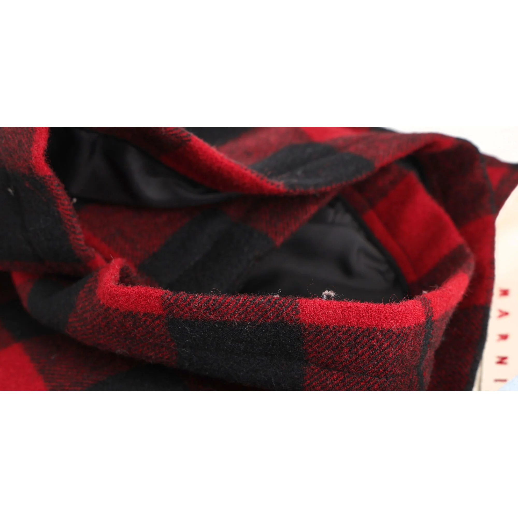 Women's Marni Check-Print Midi Pencil Skirt in Red and Black Wool - Image 7