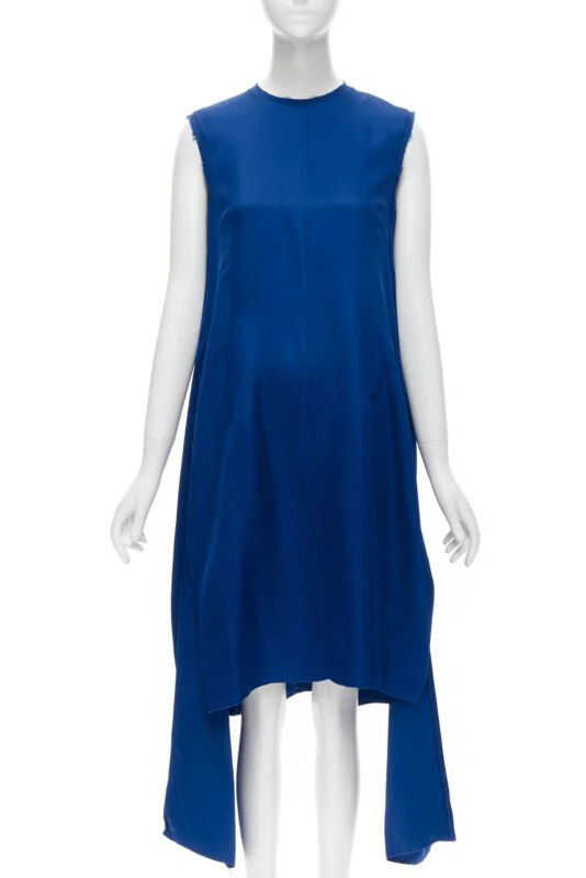 Women's Marni cobalt viscose raw ayed edge step hem fed back dress - Image 7