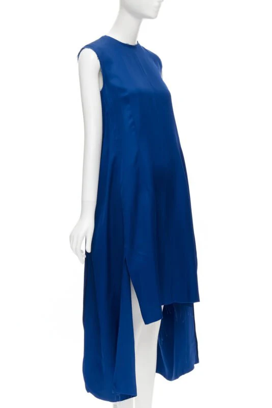 Women's Marni cobalt viscose raw ayed edge step hem fed back dress - Image 9