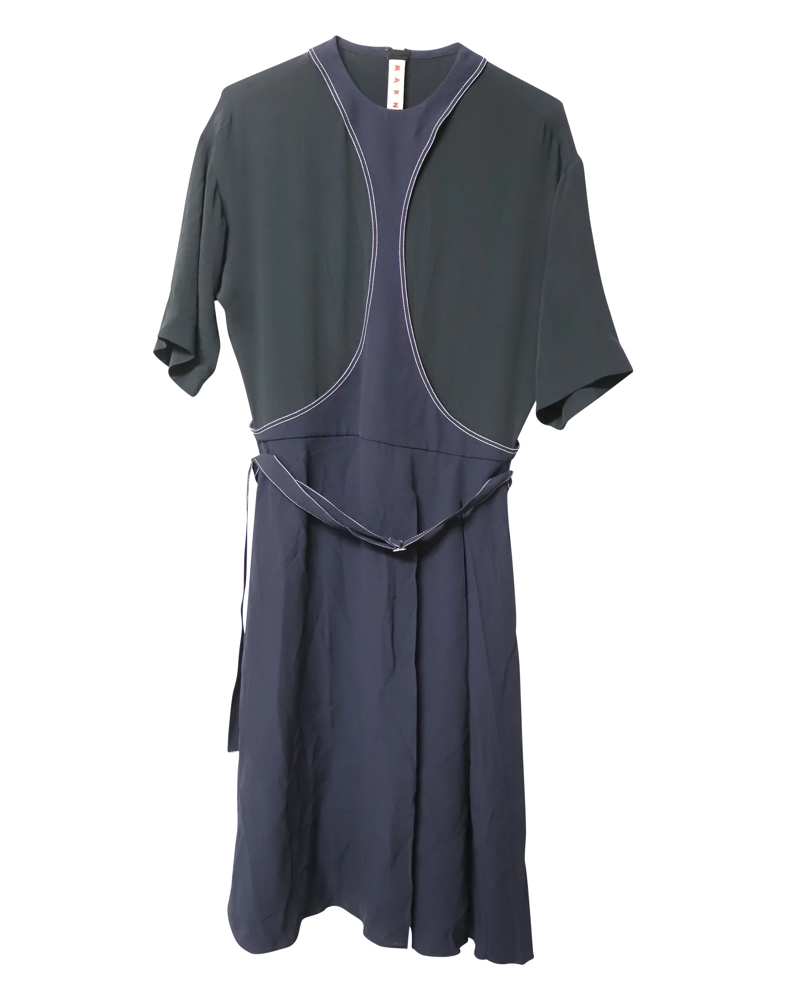 Women's Marni Contrast Stitch Paneled Dress in Multicolor Viscose - Image 5