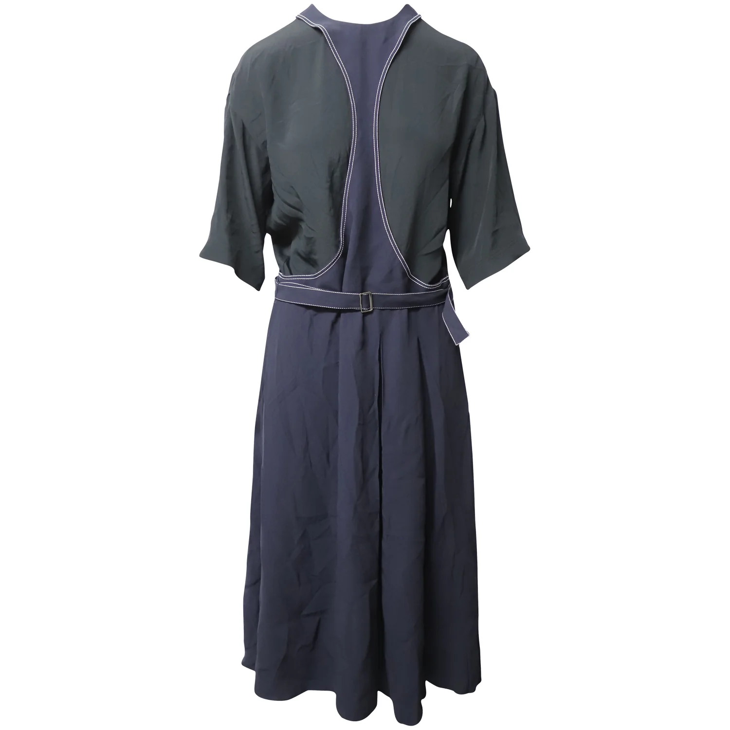 Women's Marni Contrast Stitch Paneled Dress in Multicolor Viscose - Image 9