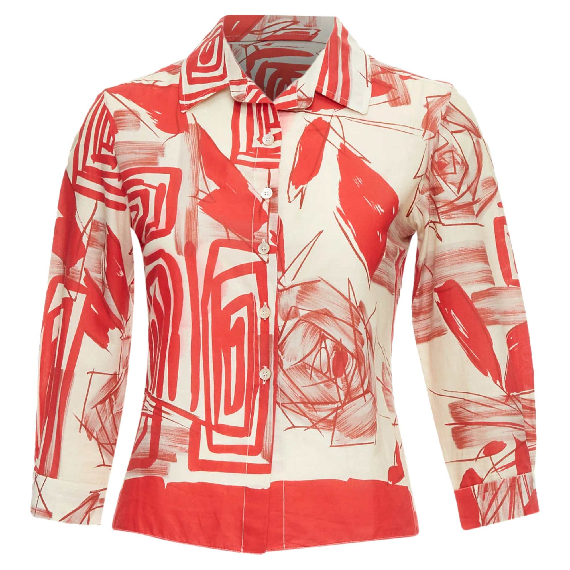 Women's Marni Cotton Abstract Floral Print Crop Shirt