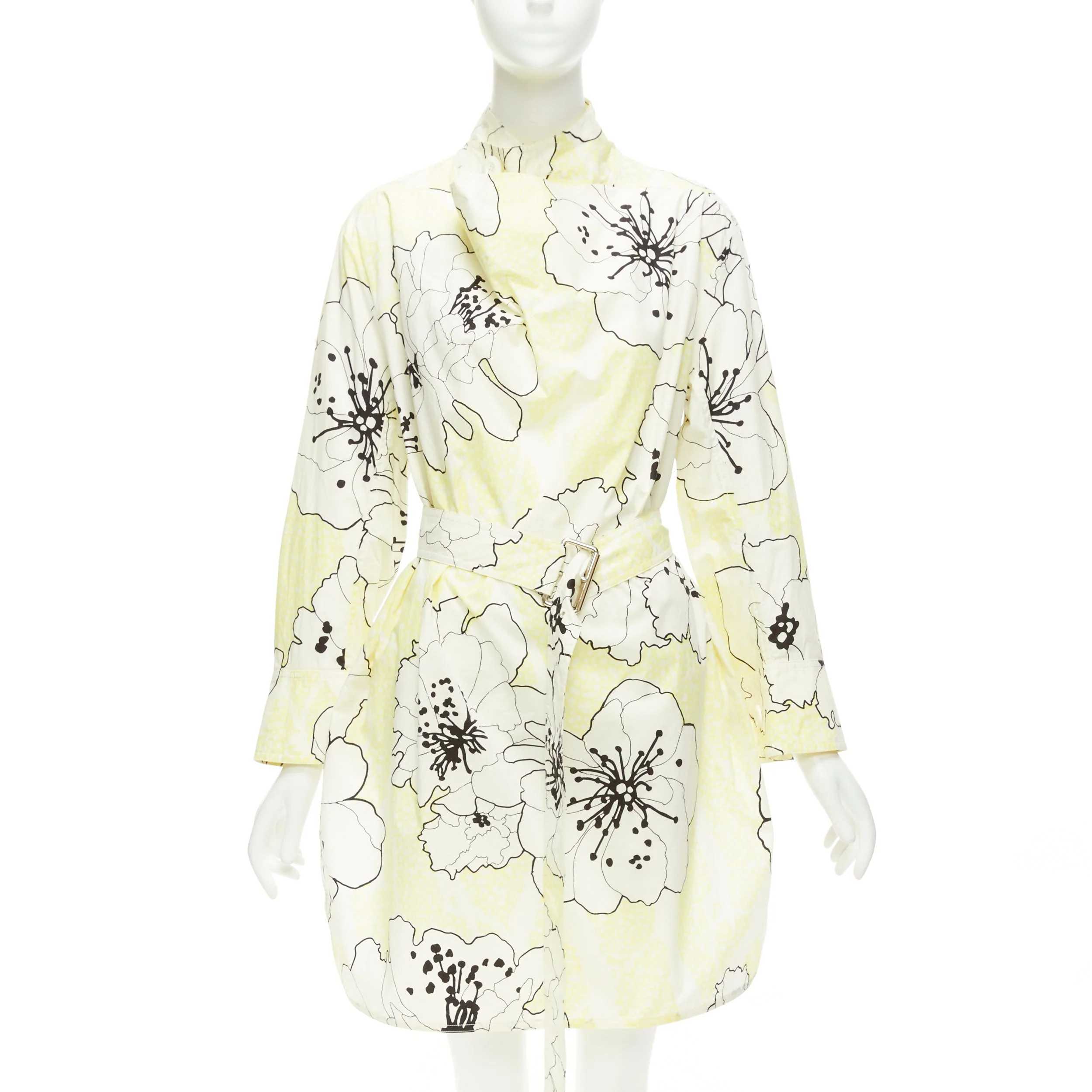 Women's Marni Cotton Floral Print Belted Cowl Neck Dress - Image 7
