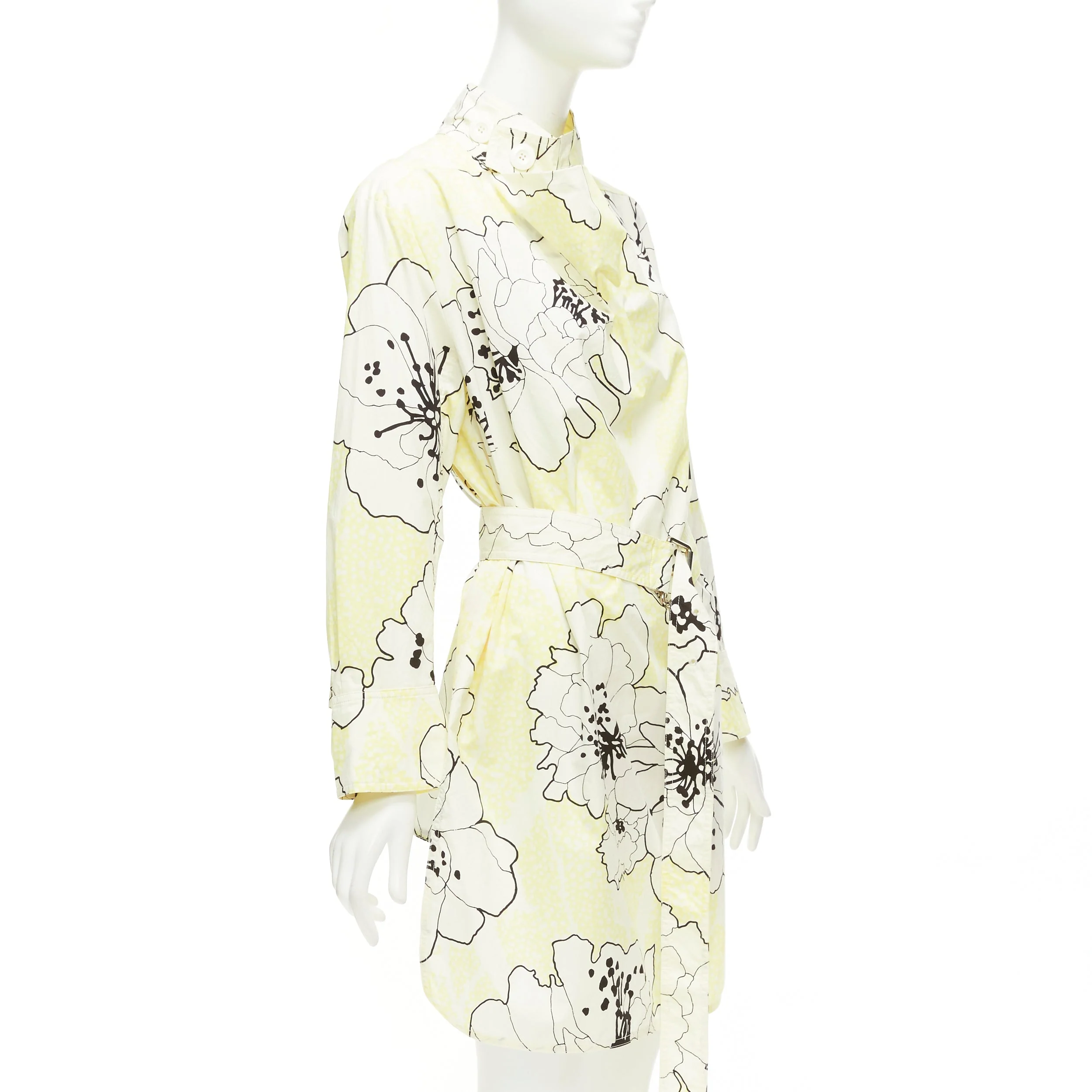 Women's Marni Cotton Floral Print Belted Cowl Neck Dress - Image 9
