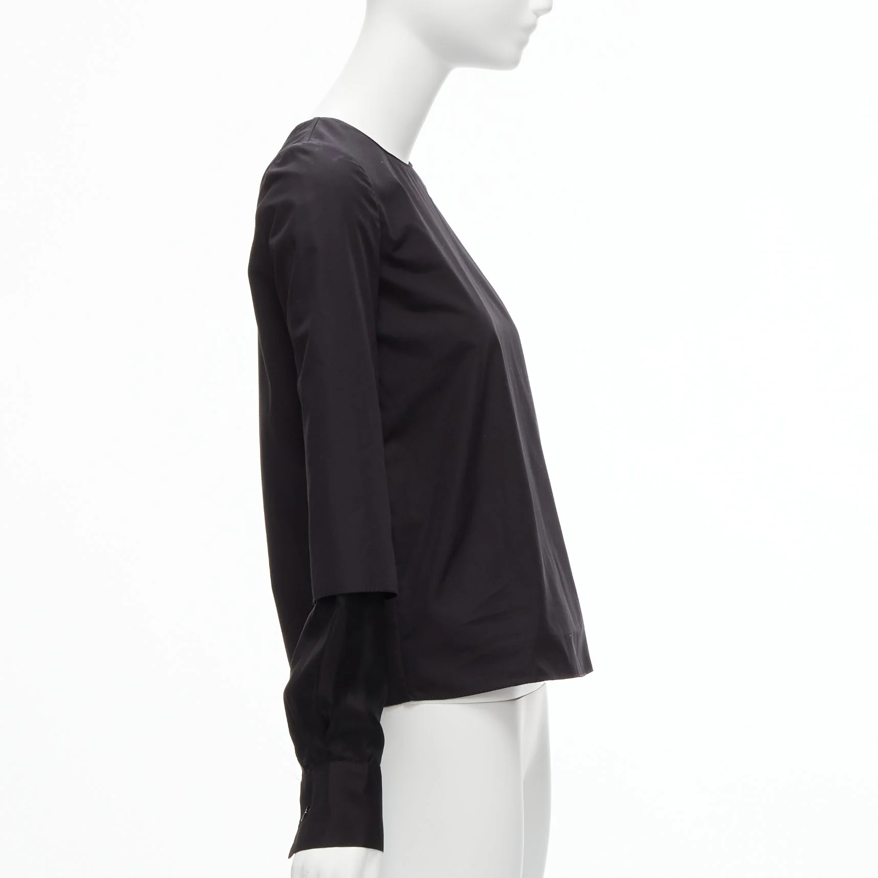 Women's Marni cotton layer sleeves minimal crew neck blouse top - Image 10