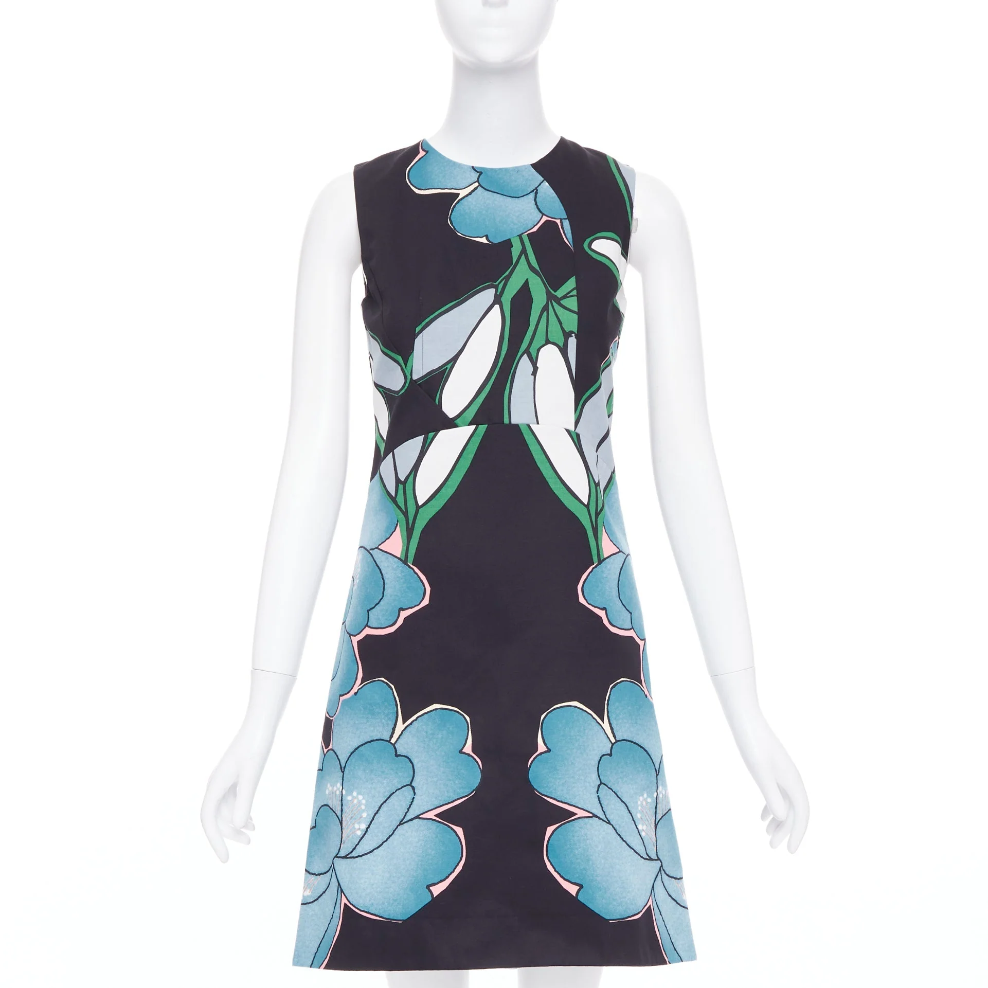 Women's Marni cotton linen large flower print shift dress
