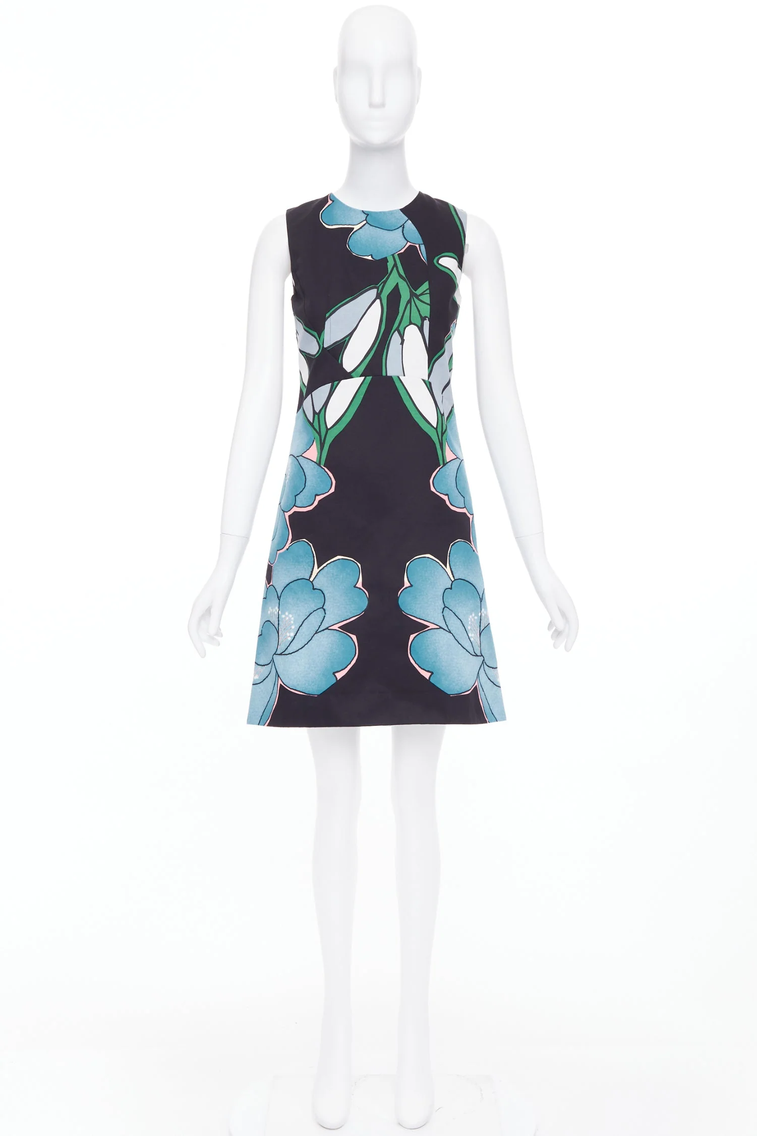Women's Marni cotton linen large flower print shift dress - Image 9