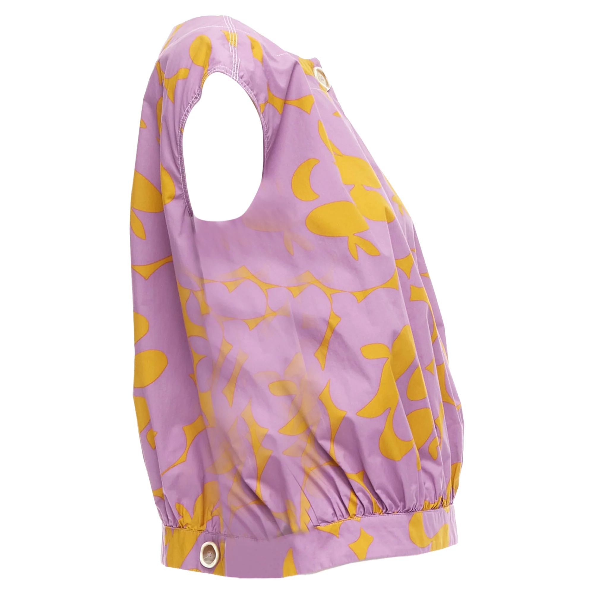Women's Marni cotton mtard abstract floral overstitched boxy vest - Image 4
