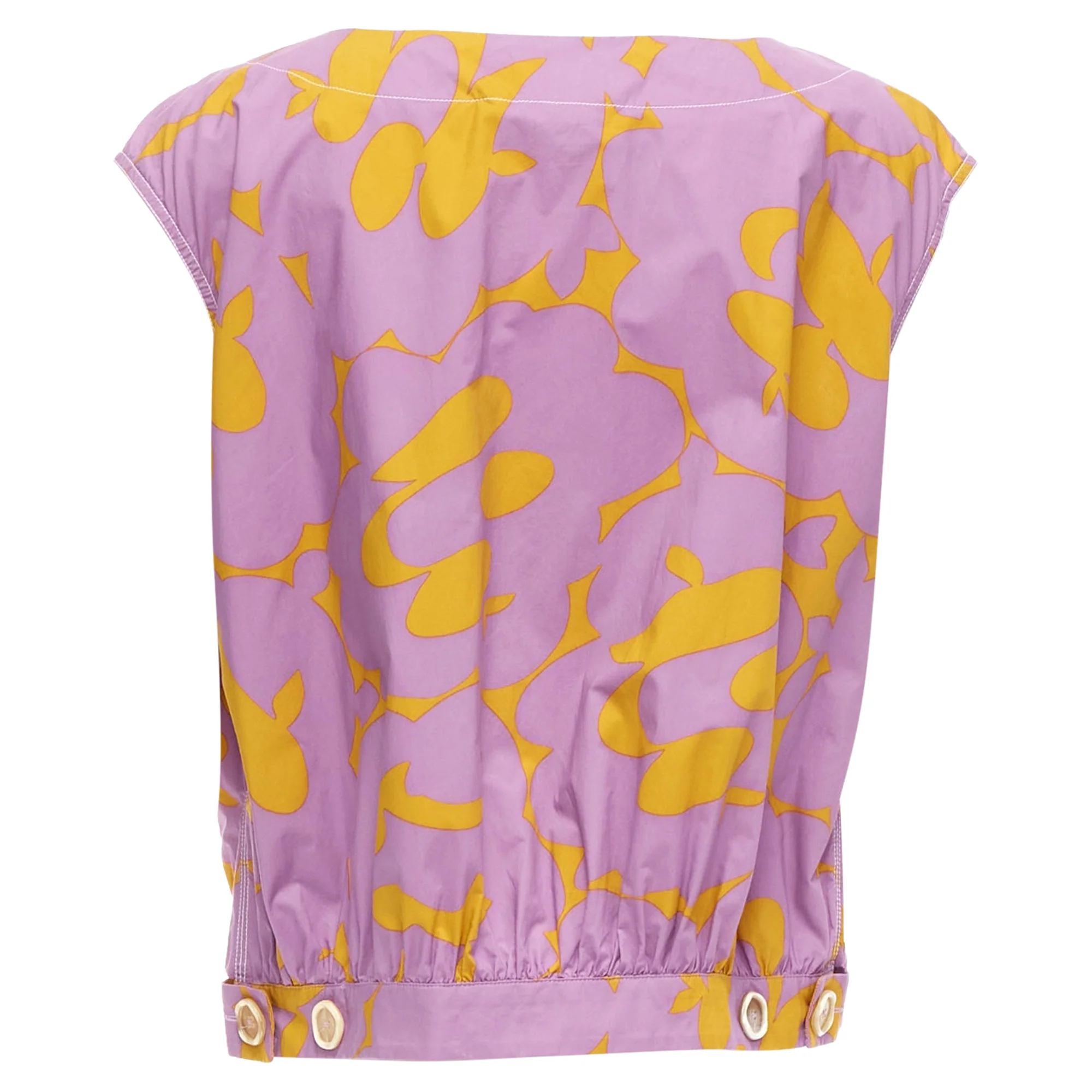 Women's Marni cotton mtard abstract floral overstitched boxy vest - Image 5