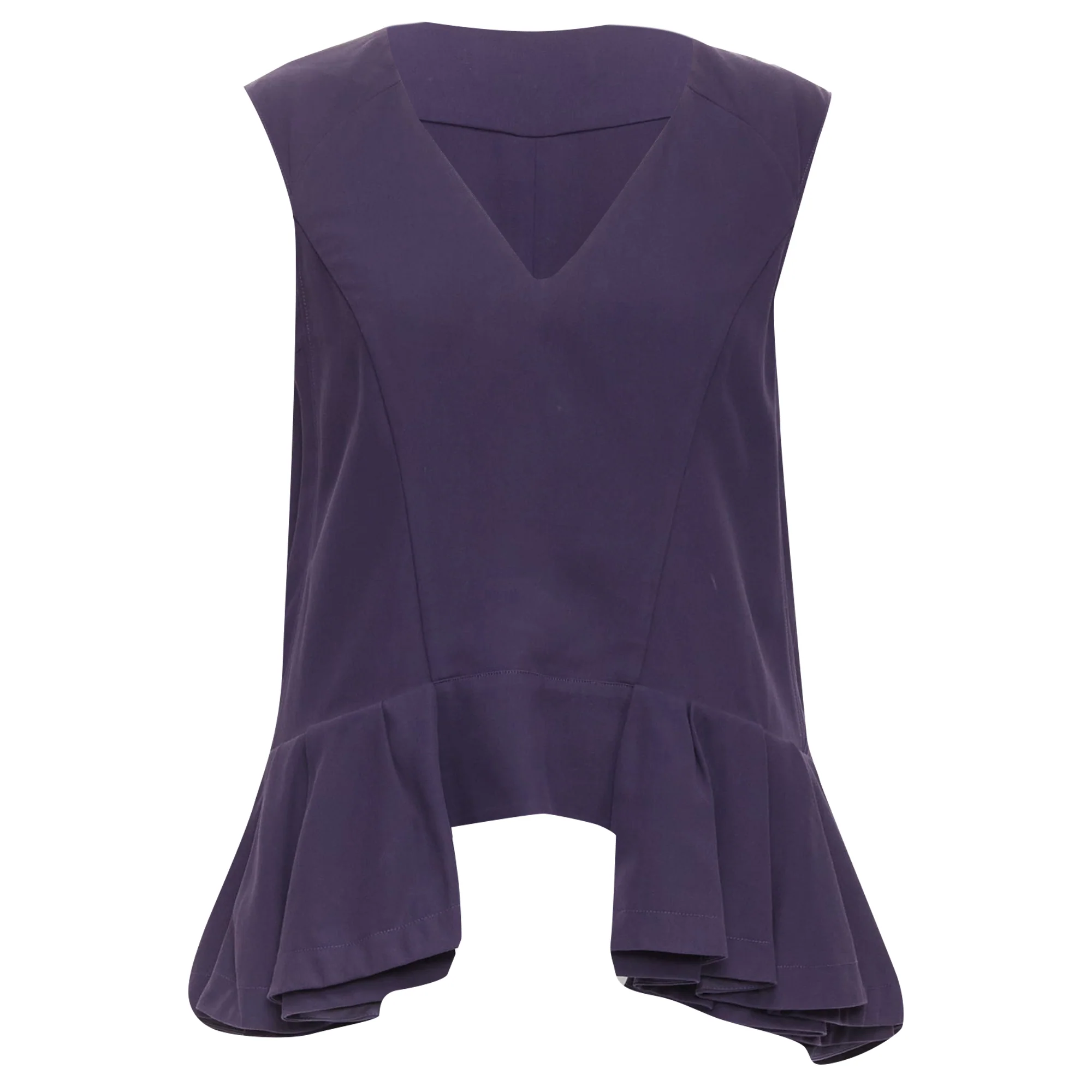 Women's Marni cotton silk Vneck peplum hi low tunic top - Image 3