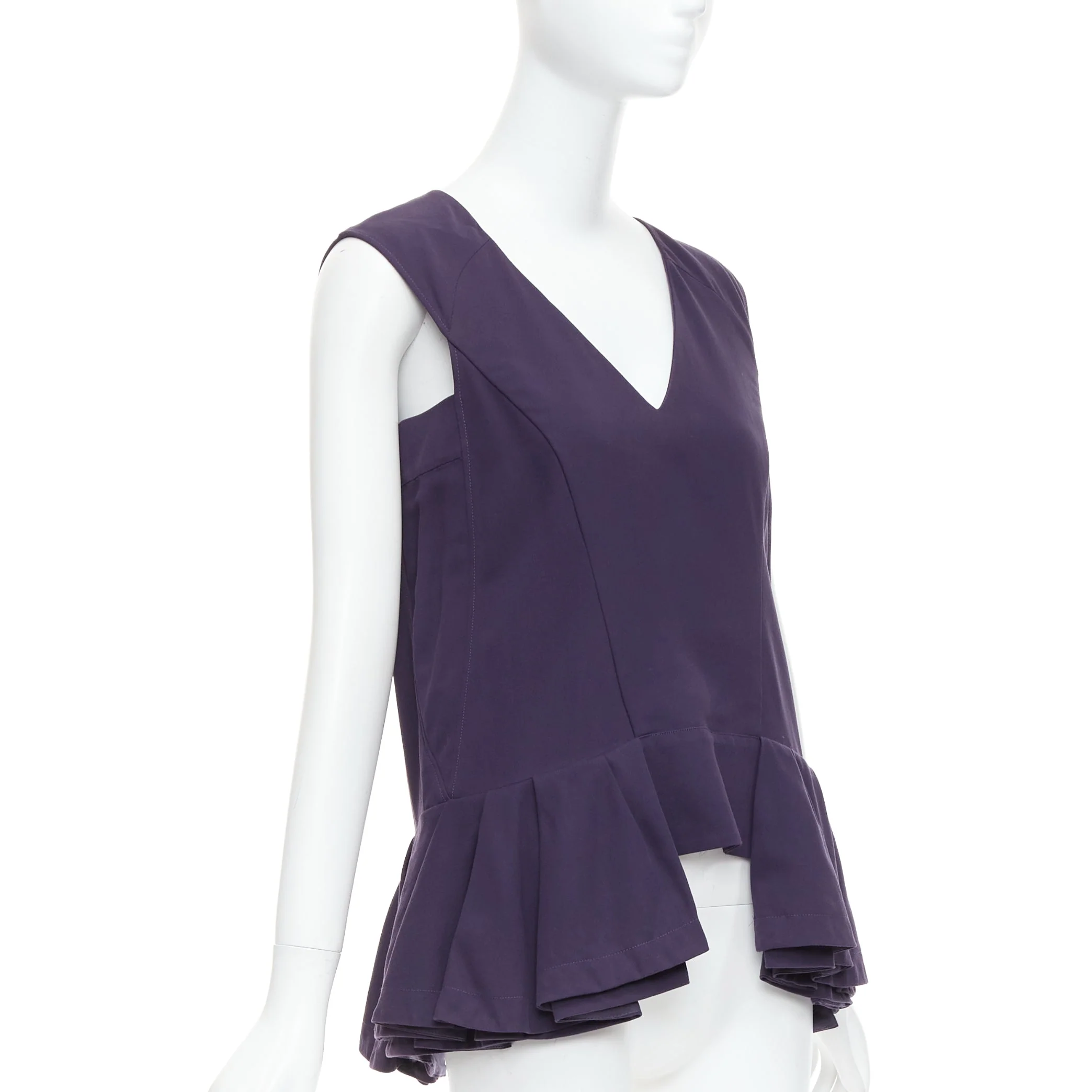 Women's Marni cotton silk Vneck peplum hi low tunic top - Image 7