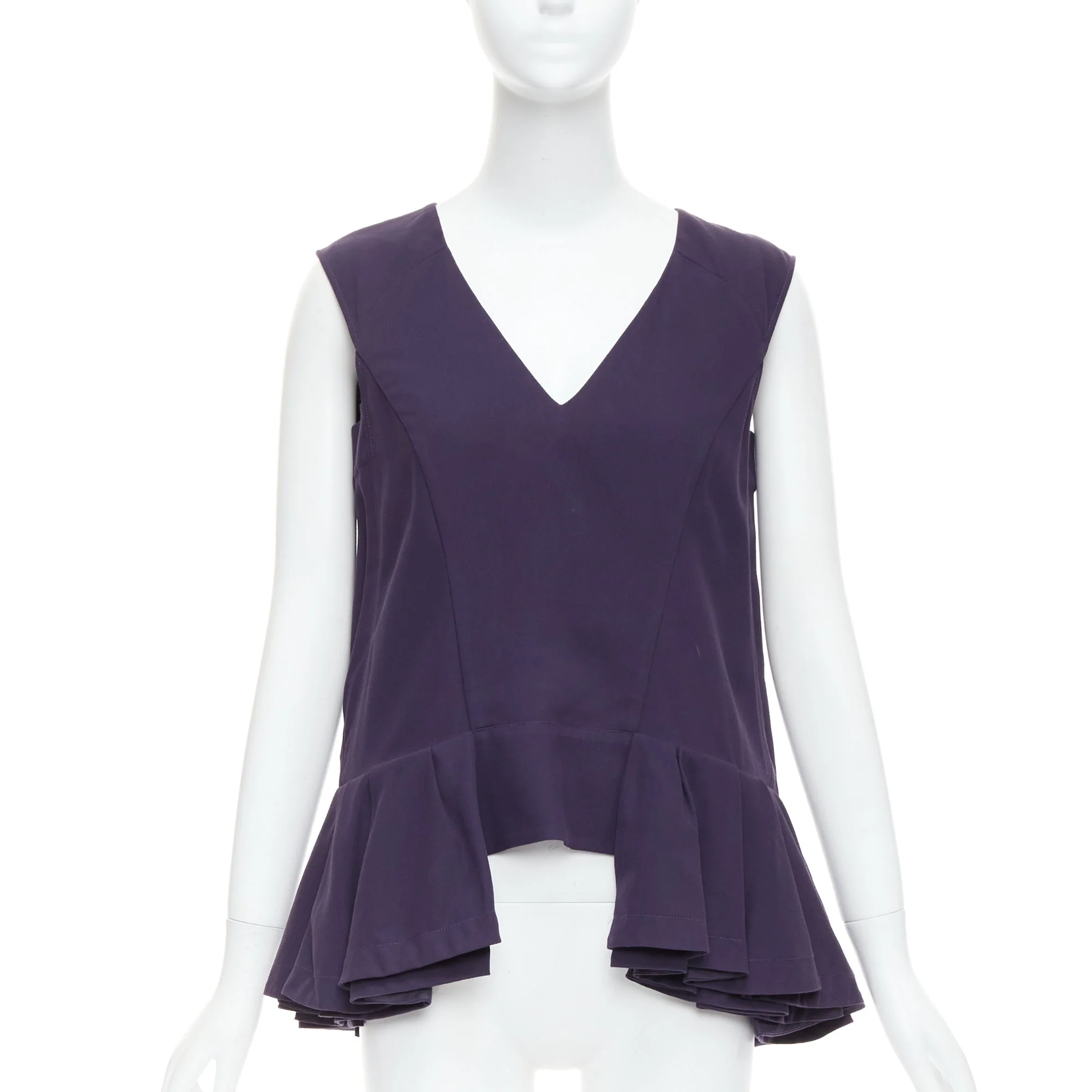 Women's Marni cotton silk Vneck peplum hi low tunic top - Image 9