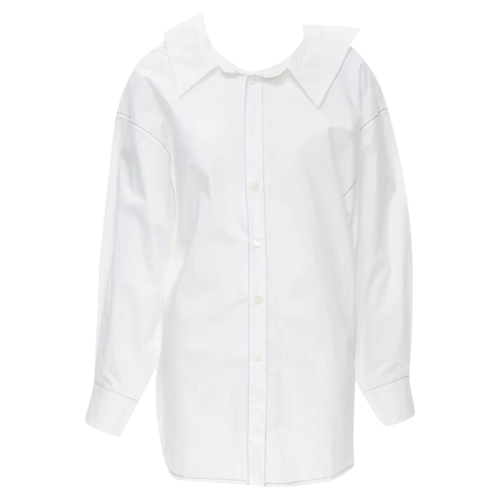 Women's Marni cotton stitching deconstructed collar overd shirt