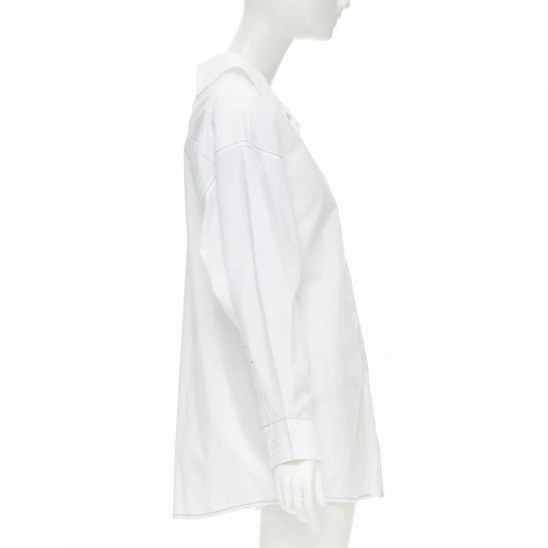 Women's Marni cotton stitching deconstructed collar overd shirt - Image 10