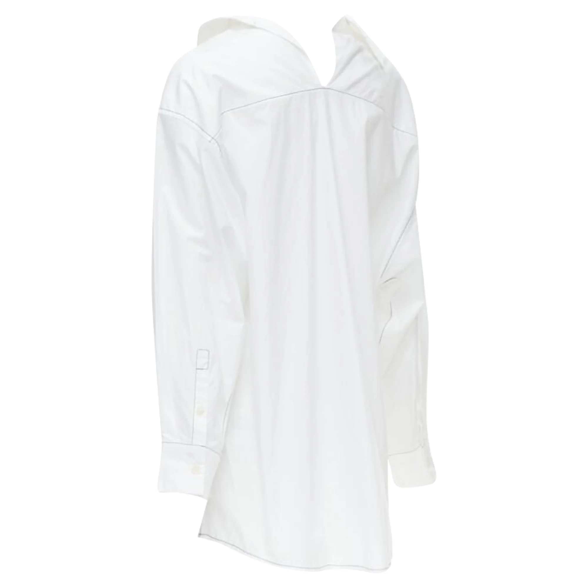 Women's Marni cotton stitching deconstructed collar overd shirt - Image 6