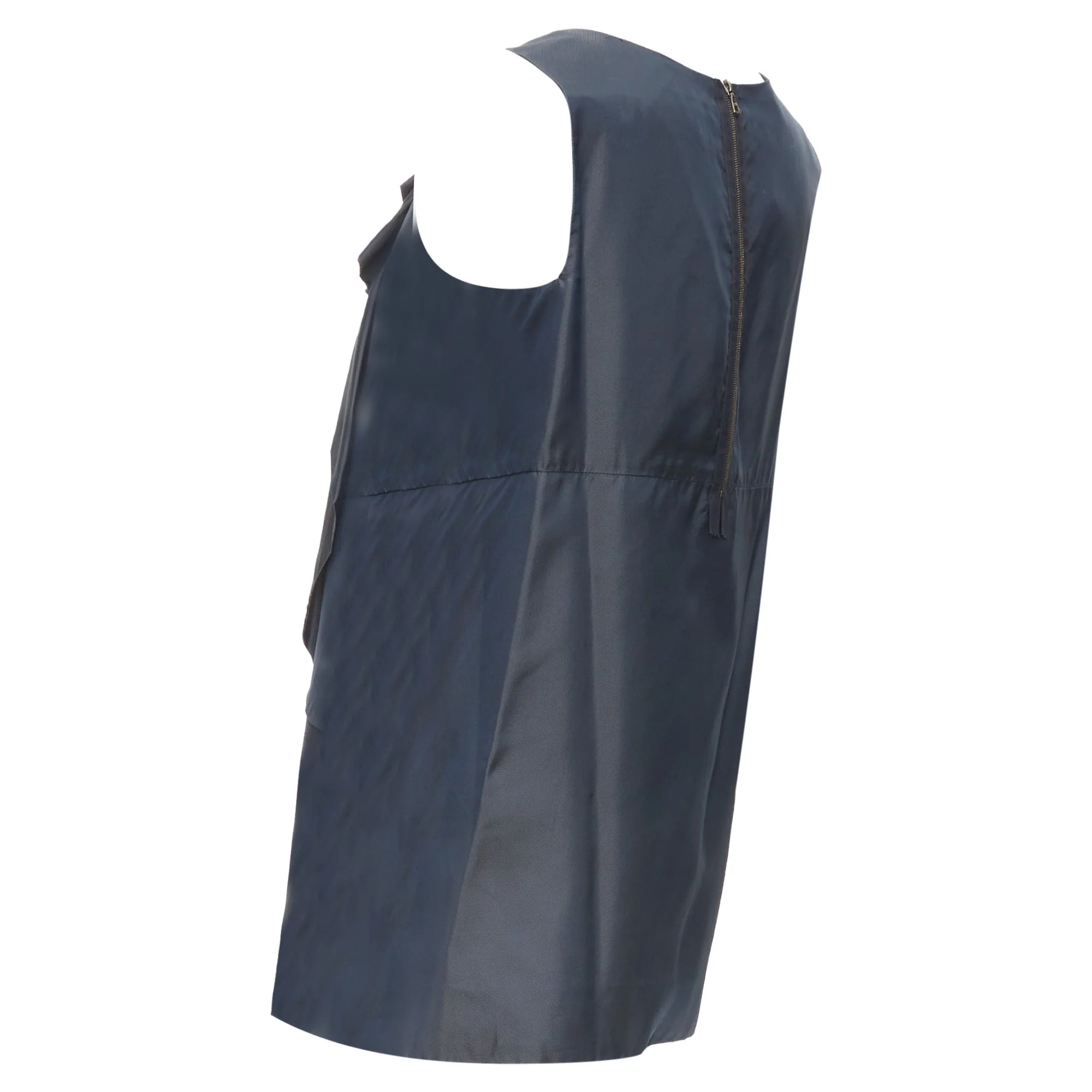 Women's Marni cupro twill ruffle crew neck tunic mini dress - Image 6
