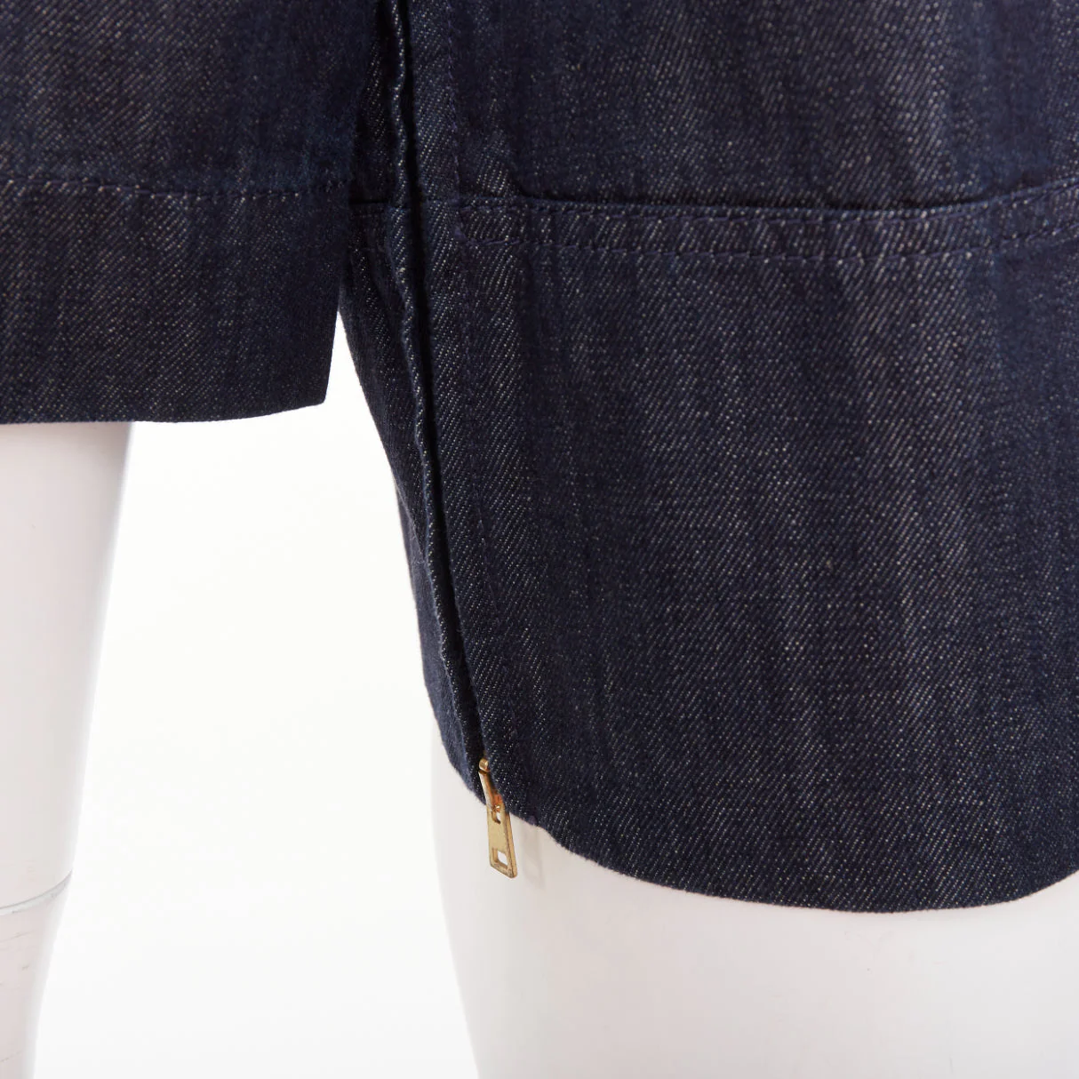 Women's Marni denim cotton linen square bateau neck zipper boxy top - Image 7