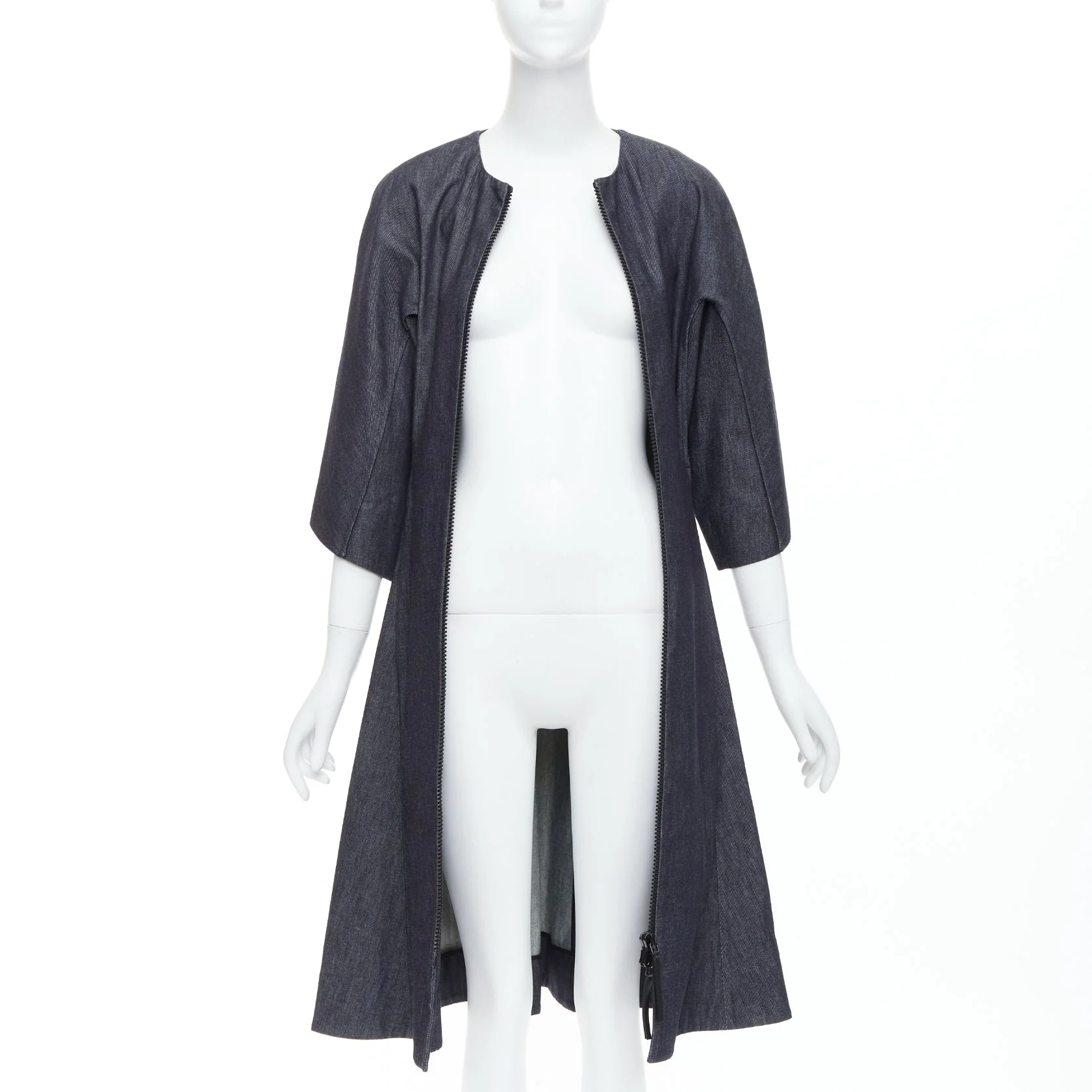 Women's Marni denim zip front dolman sleeve midi dress - Image 7