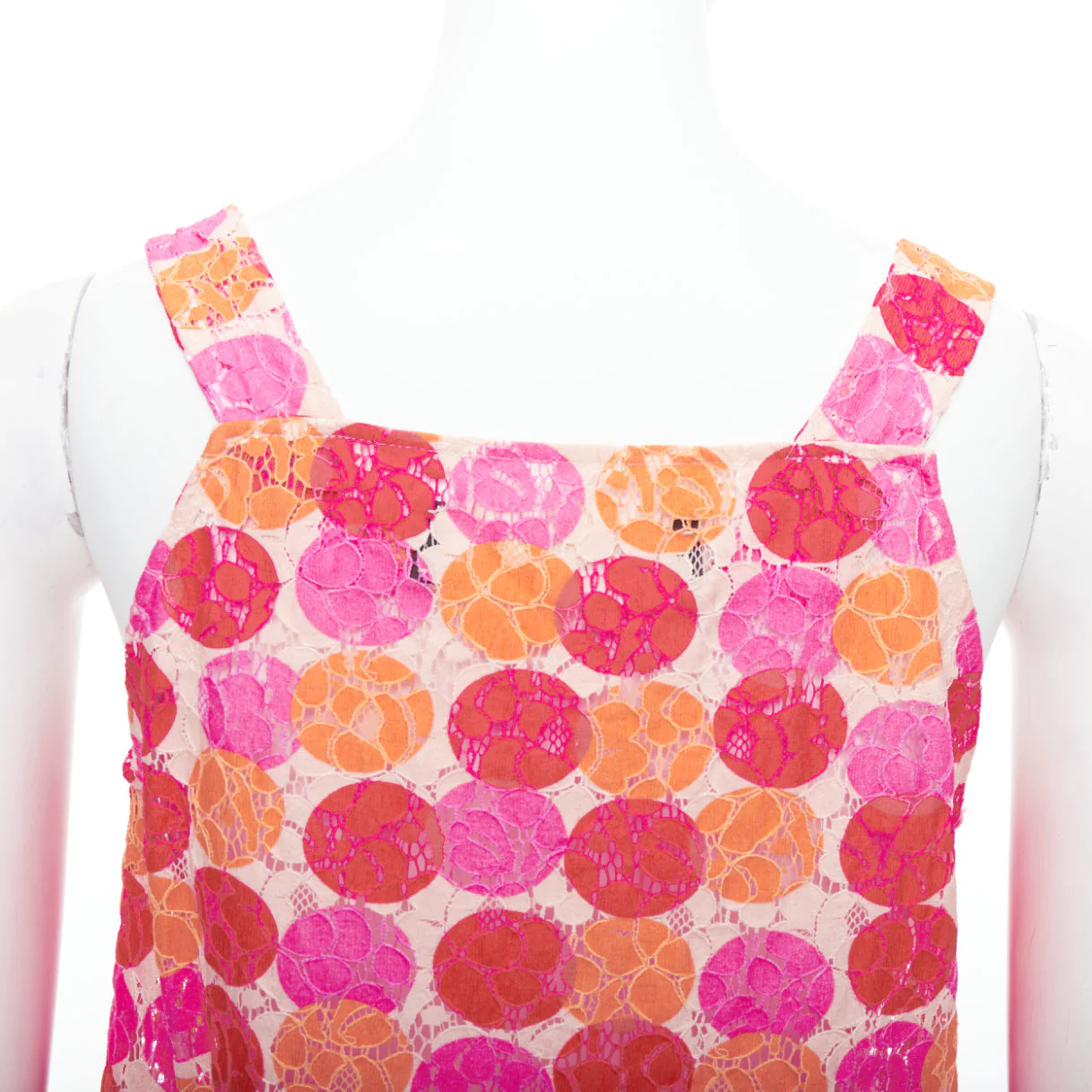 Women's Marni Dot Print Lace Deep V Neck Tank Top - Image 8
