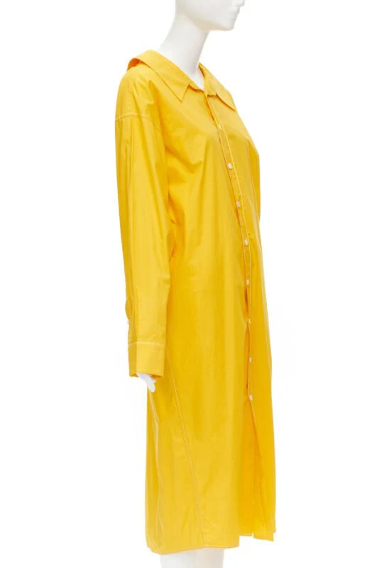 Women's Marni egg yolk cotton spread collar knitee length shirt dress - Image 9