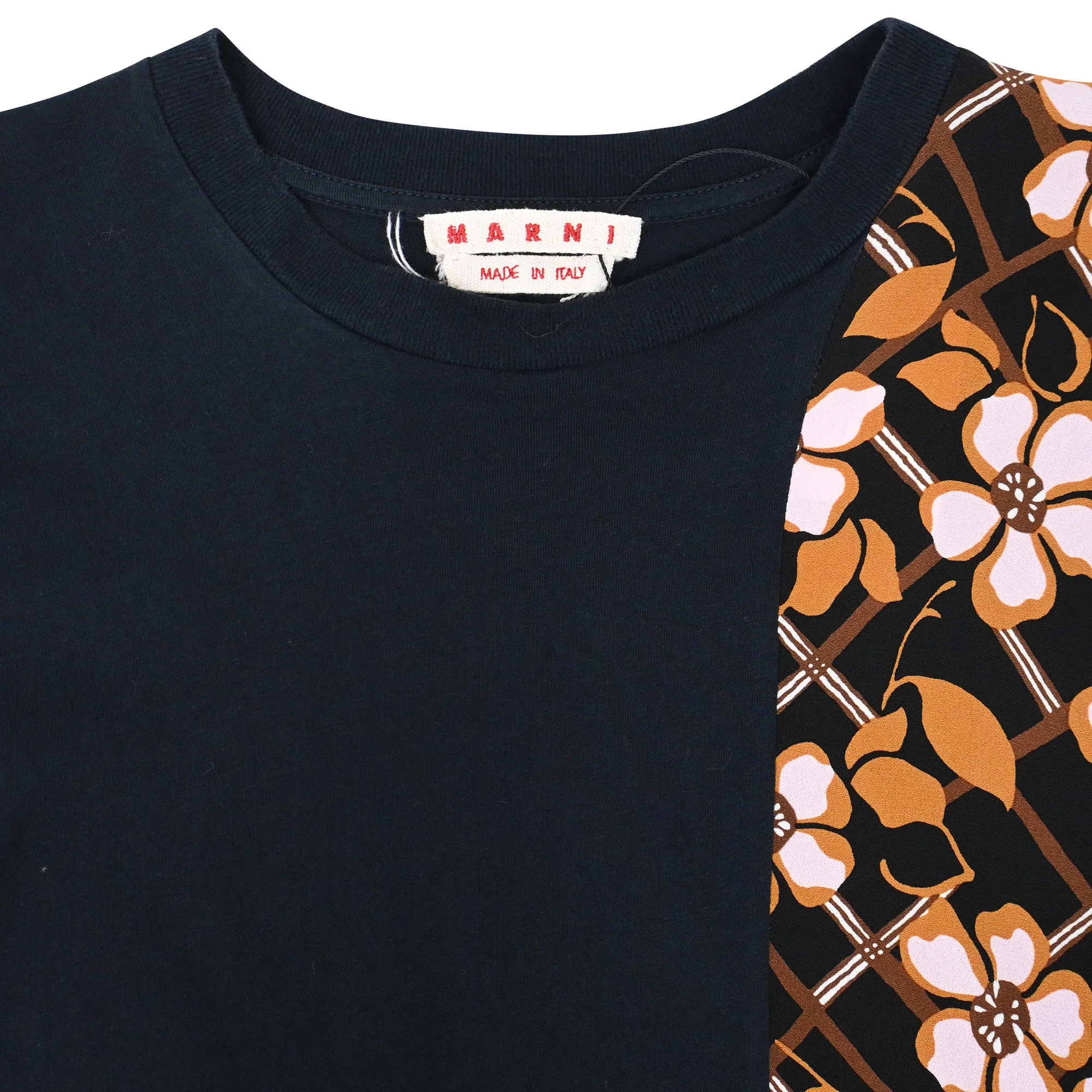 Women's Marni Floral-Print Paneled Long Sleeve T-Shirt in Multicolor Cotton - Image 4
