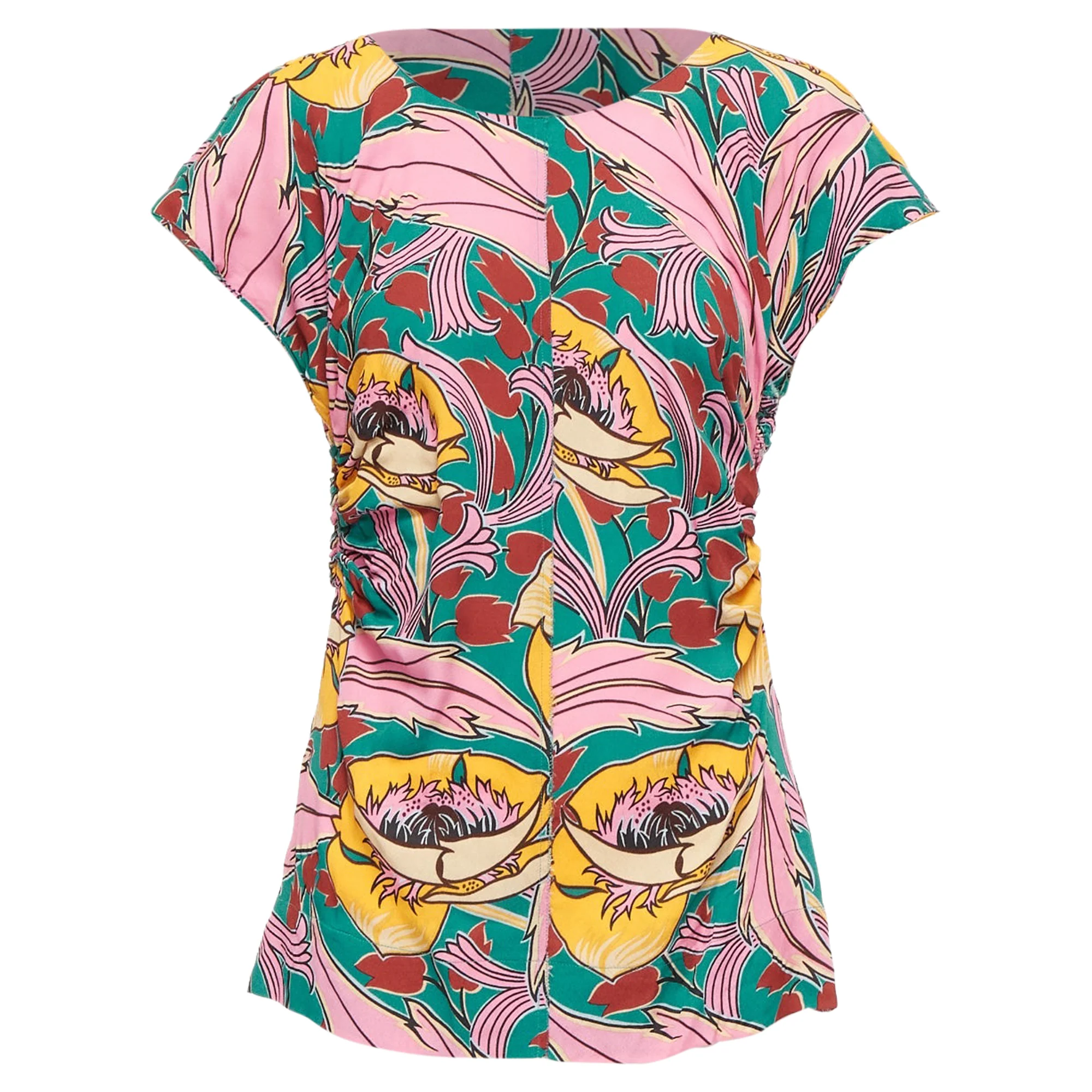 Women's Marni floral print red side cap sleeve top