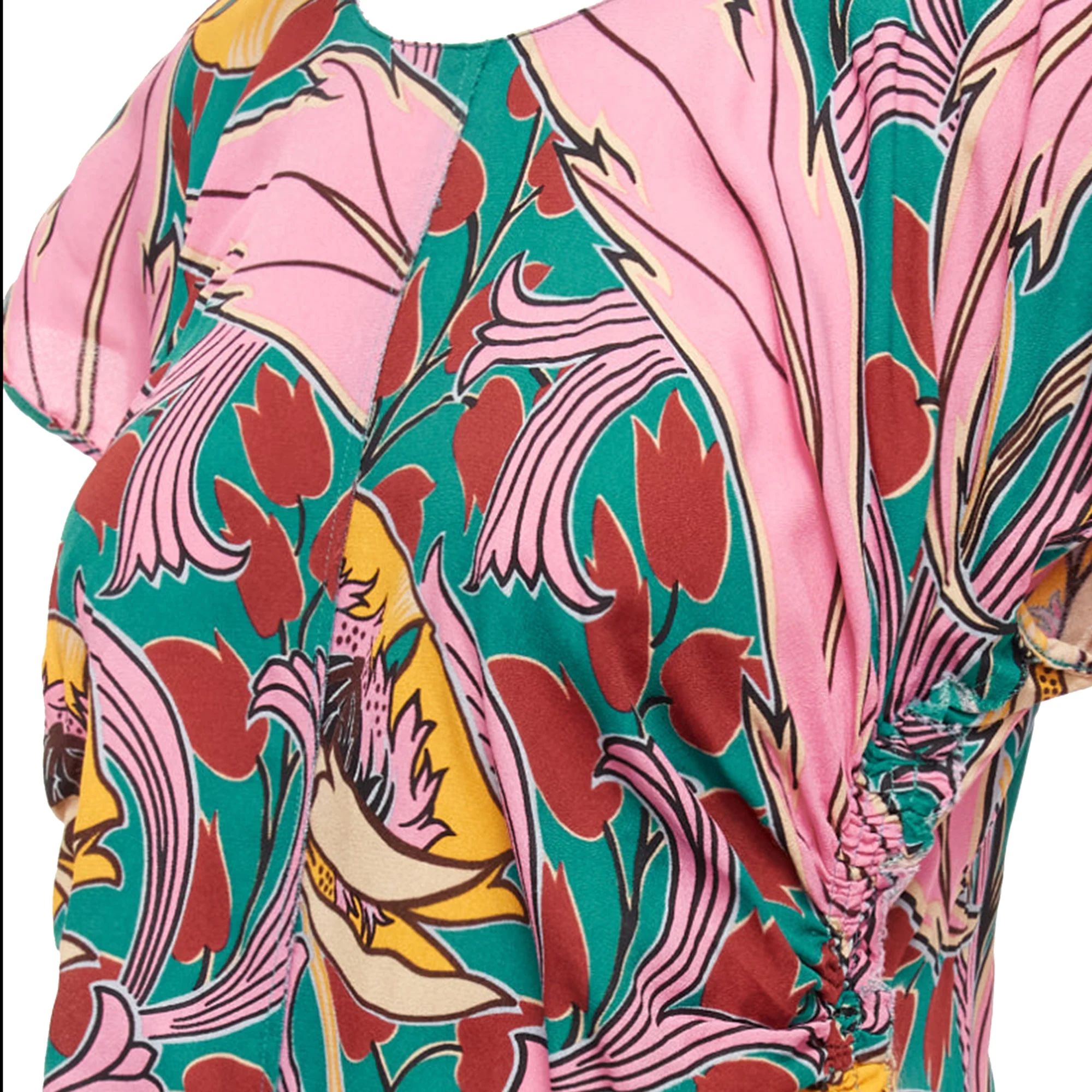 Women's Marni floral print red side cap sleeve top - Image 2