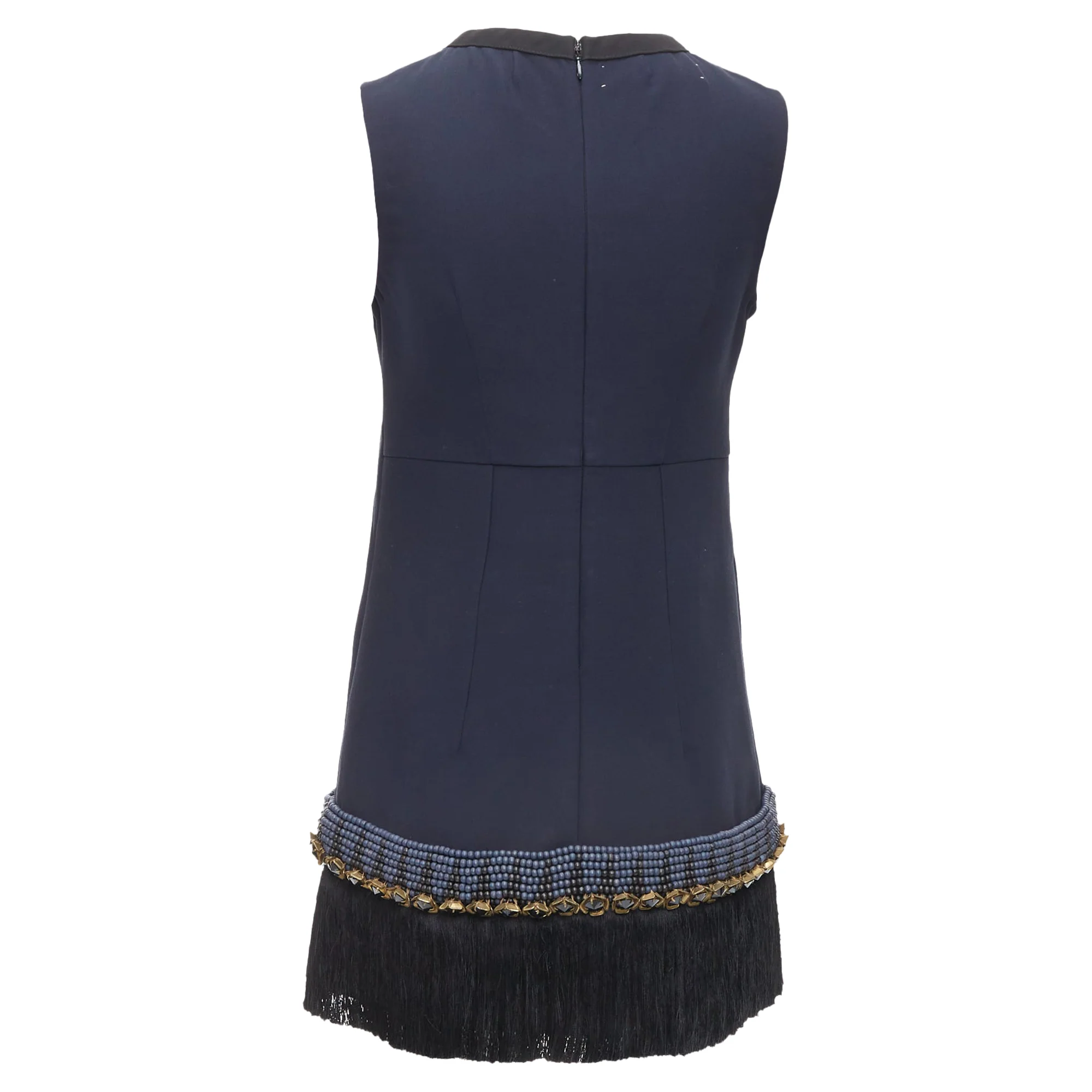 Women's Marni fringe bead embellished hem tunic dress - Image 5
